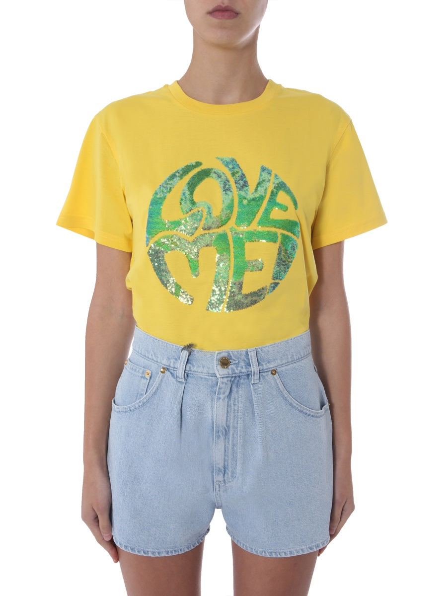 Alberta Ferretti Crew Neck Cotton T-Shirt — Yellow by Alberta Ferretti
