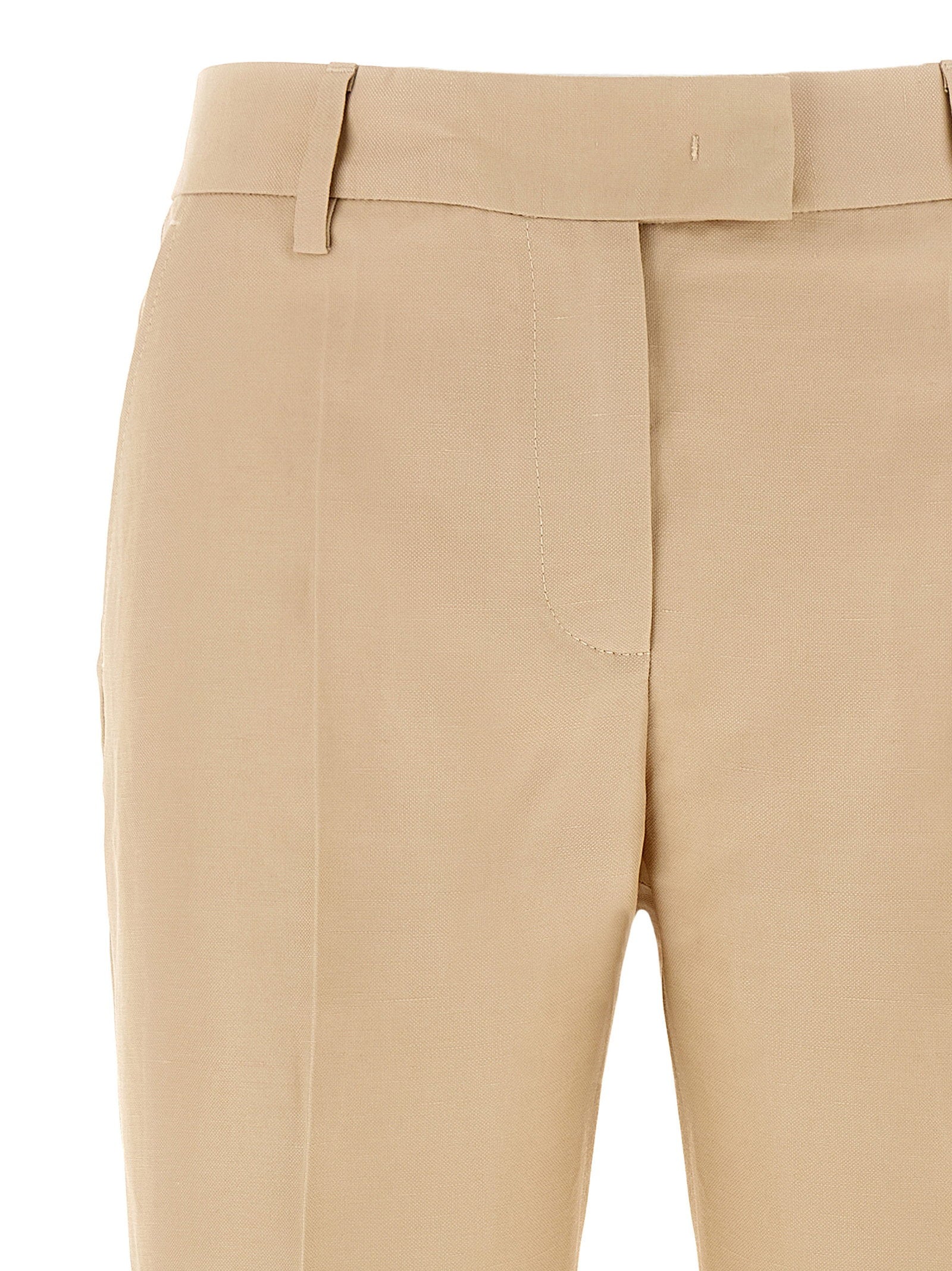 Alberto Biani Linen Blend Chinos — Beige, view 3