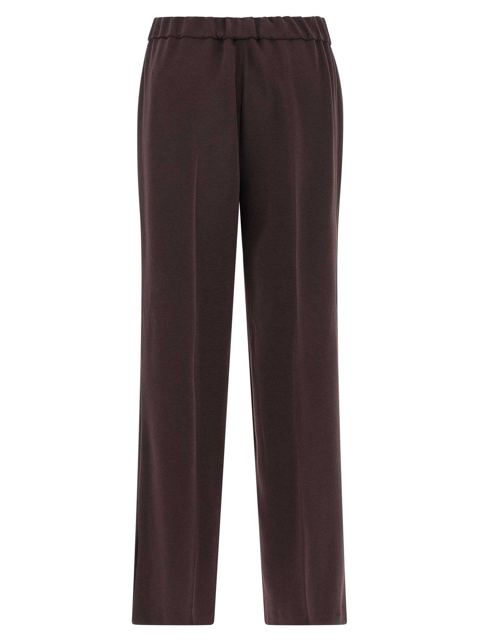 Alberto Biani Elastic-Waist Cady Trousers — Burgundy, view 2