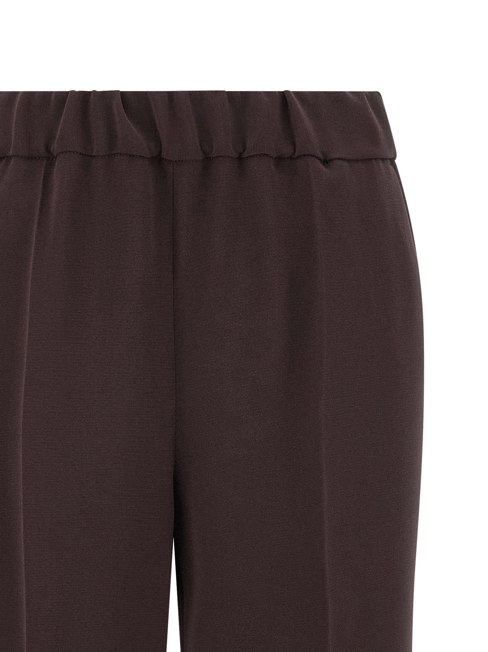 Alberto Biani Elastic-Waist Cady Trousers — Burgundy, view 3