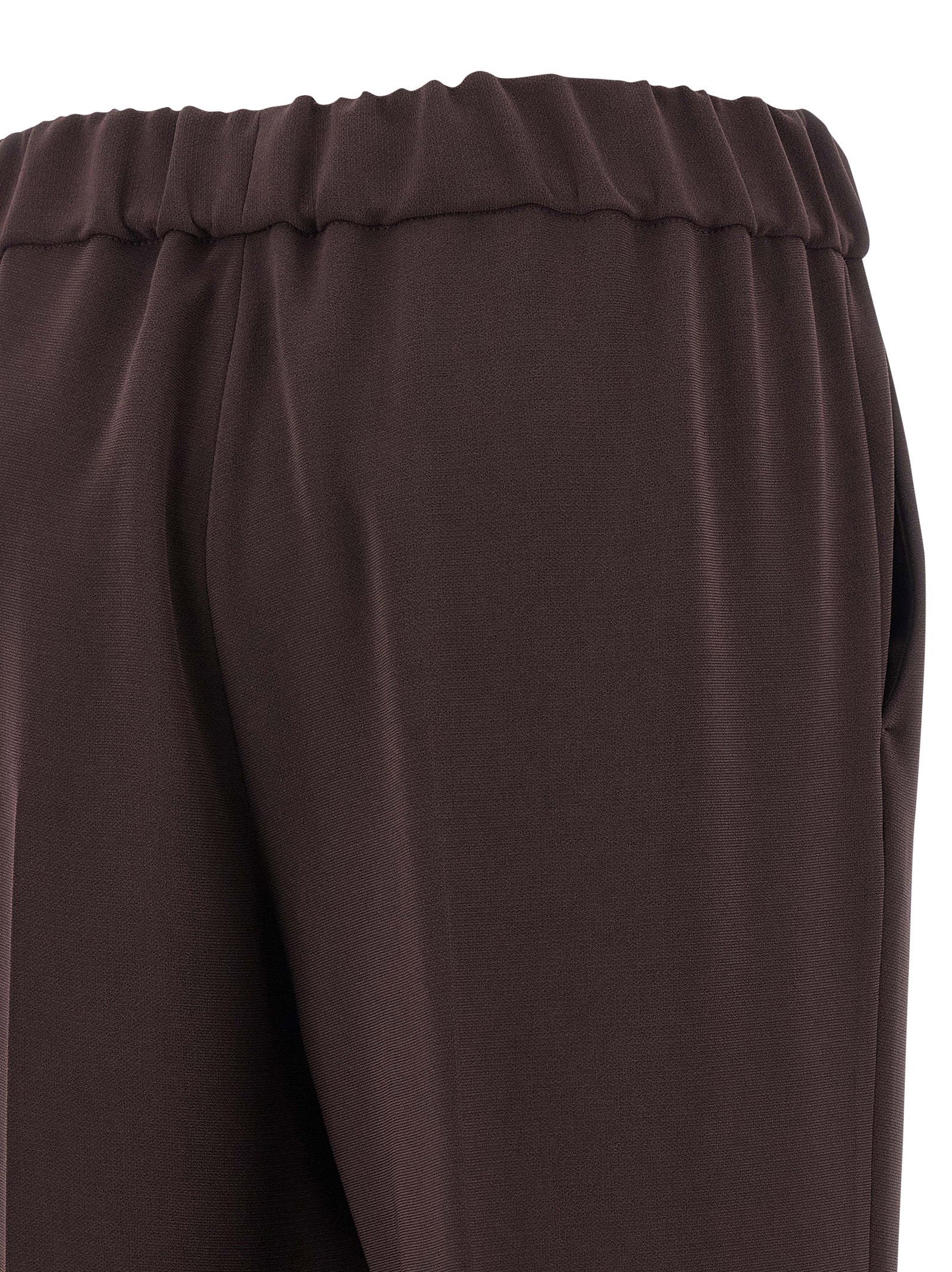 Alberto Biani Elastic-Waist Cady Trousers — Burgundy, view 4
