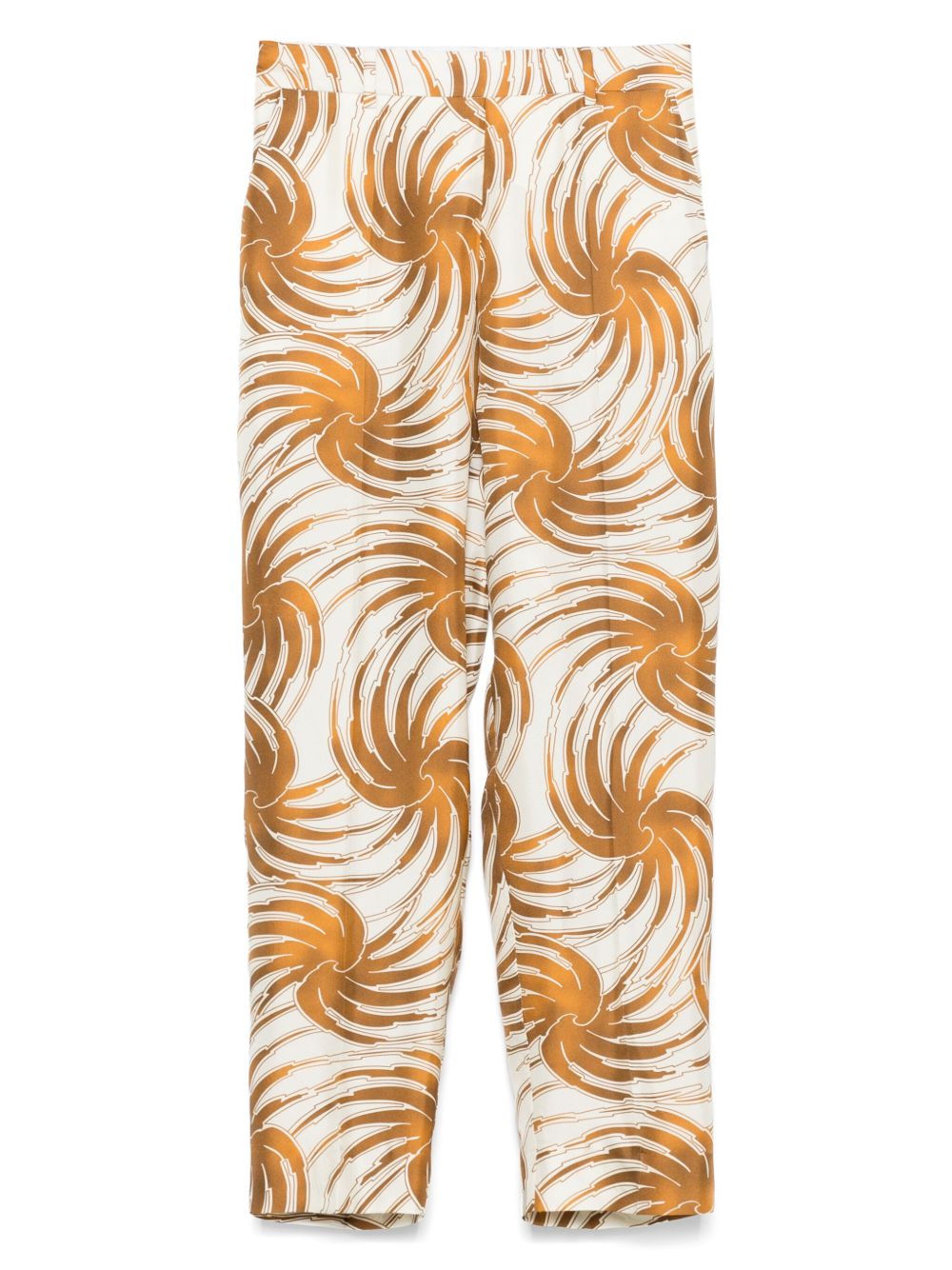 Alberto Biani Abstract-Pattern Silk Trousers — Cream by Alberto Biani