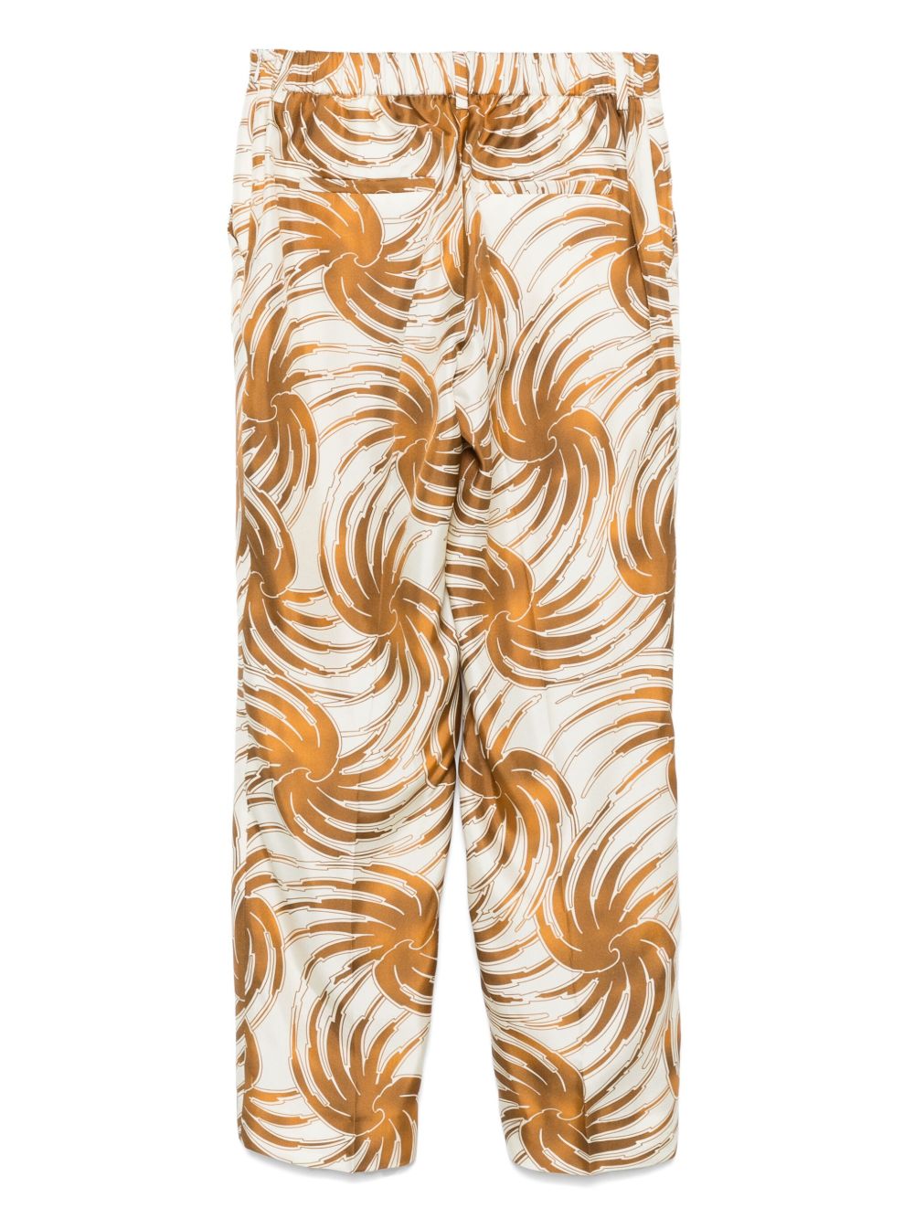 Alberto Biani Abstract-Pattern Silk Trousers — Cream, view 2