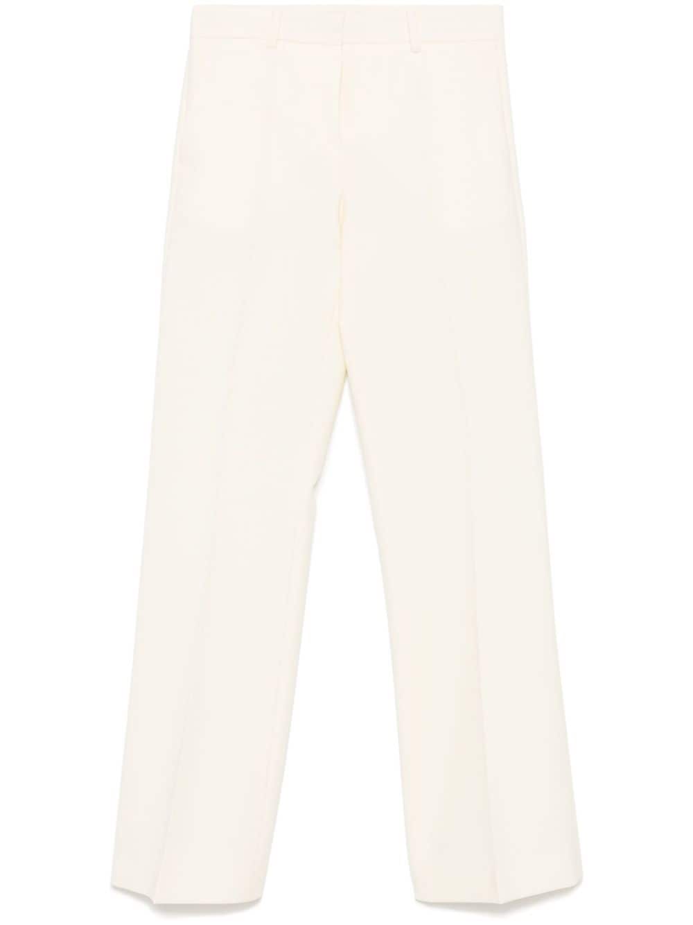 Alberto Biani Virgin Wool Blend Trousers — Cream by Alberto Biani