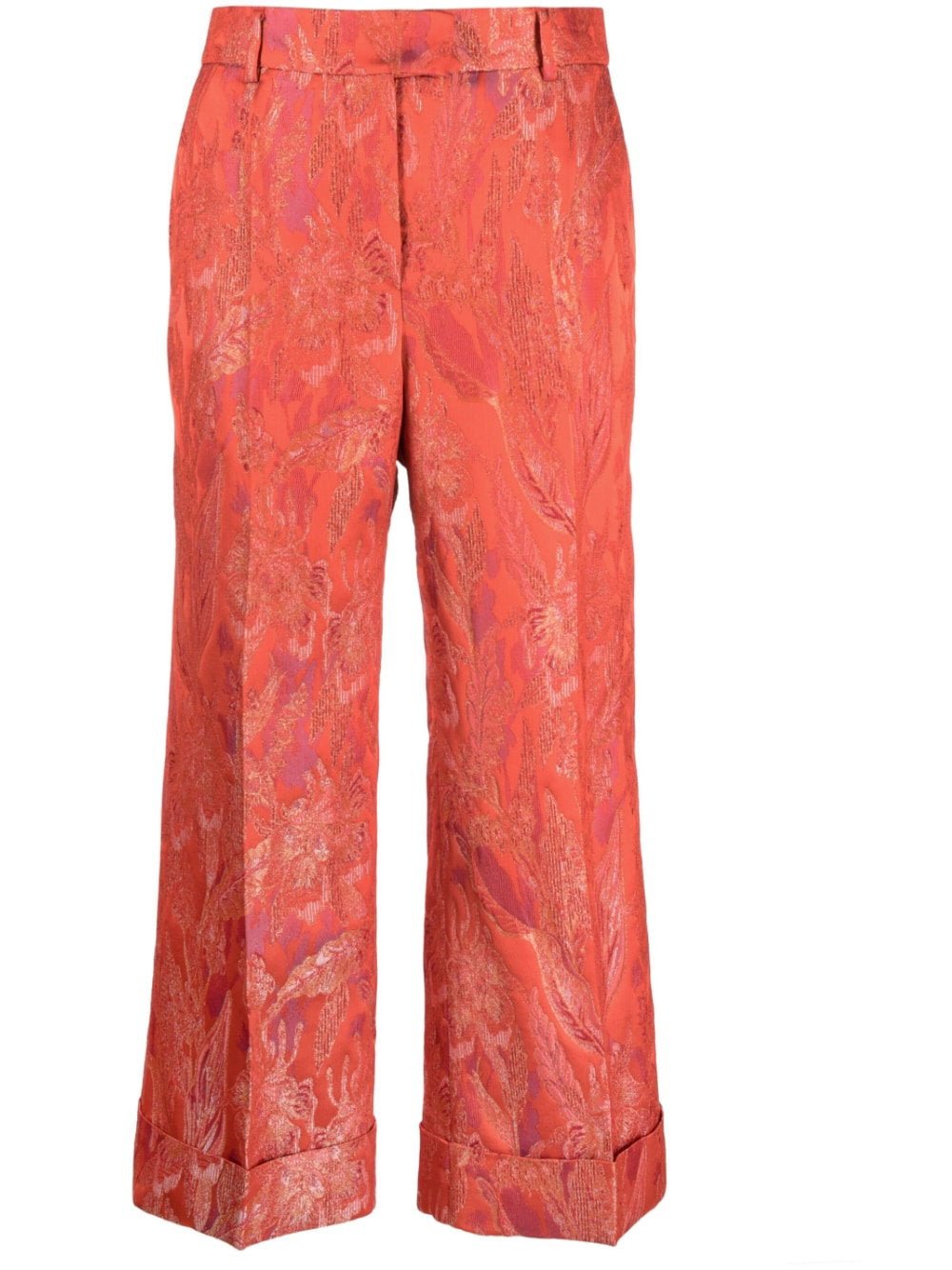 Alberto Biani Floral Jacquard Trousers — Red by Alberto Biani