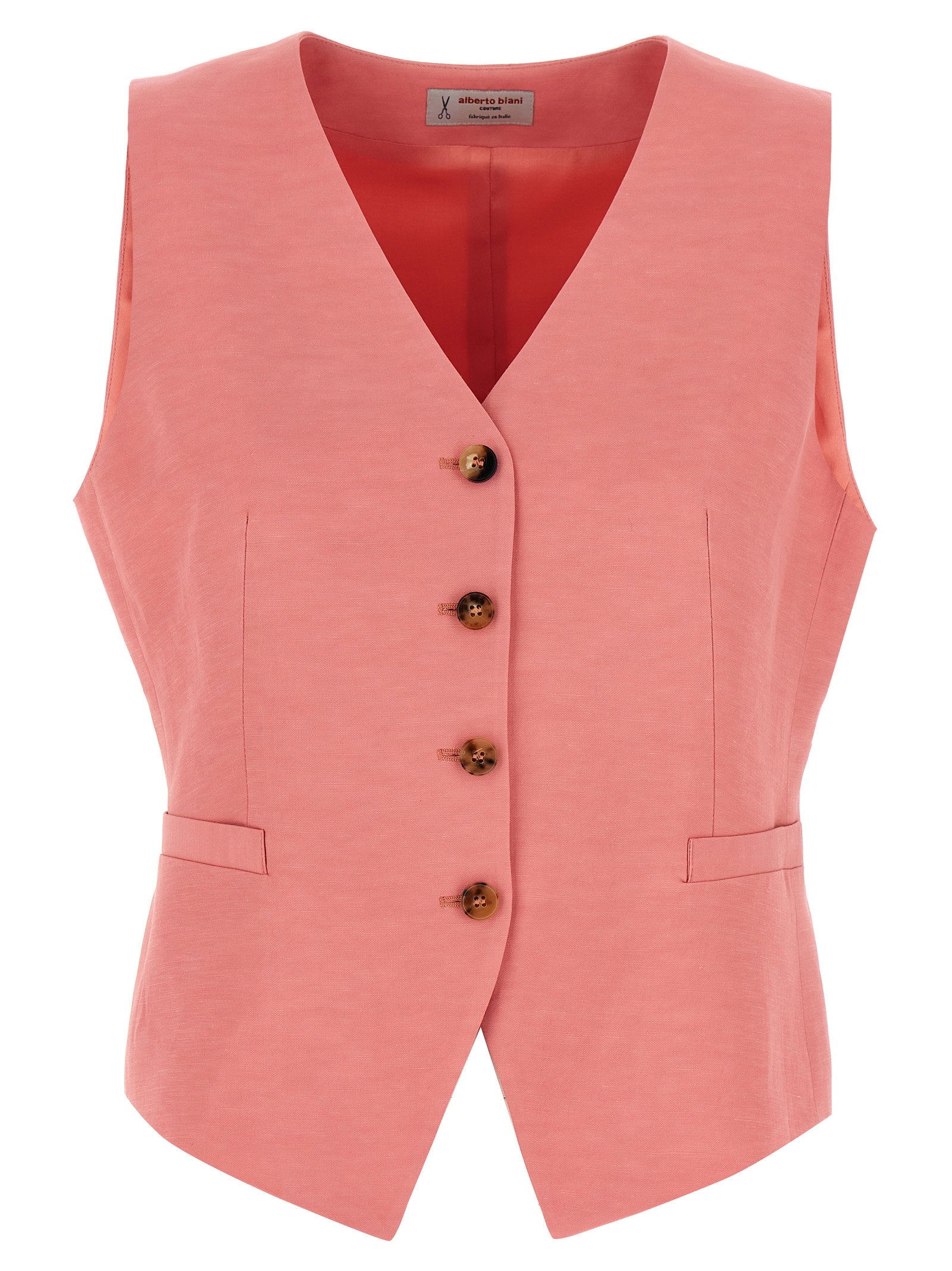 Alberto Biani Linen-Viscose Blend Vest — Pink by Alberto Biani