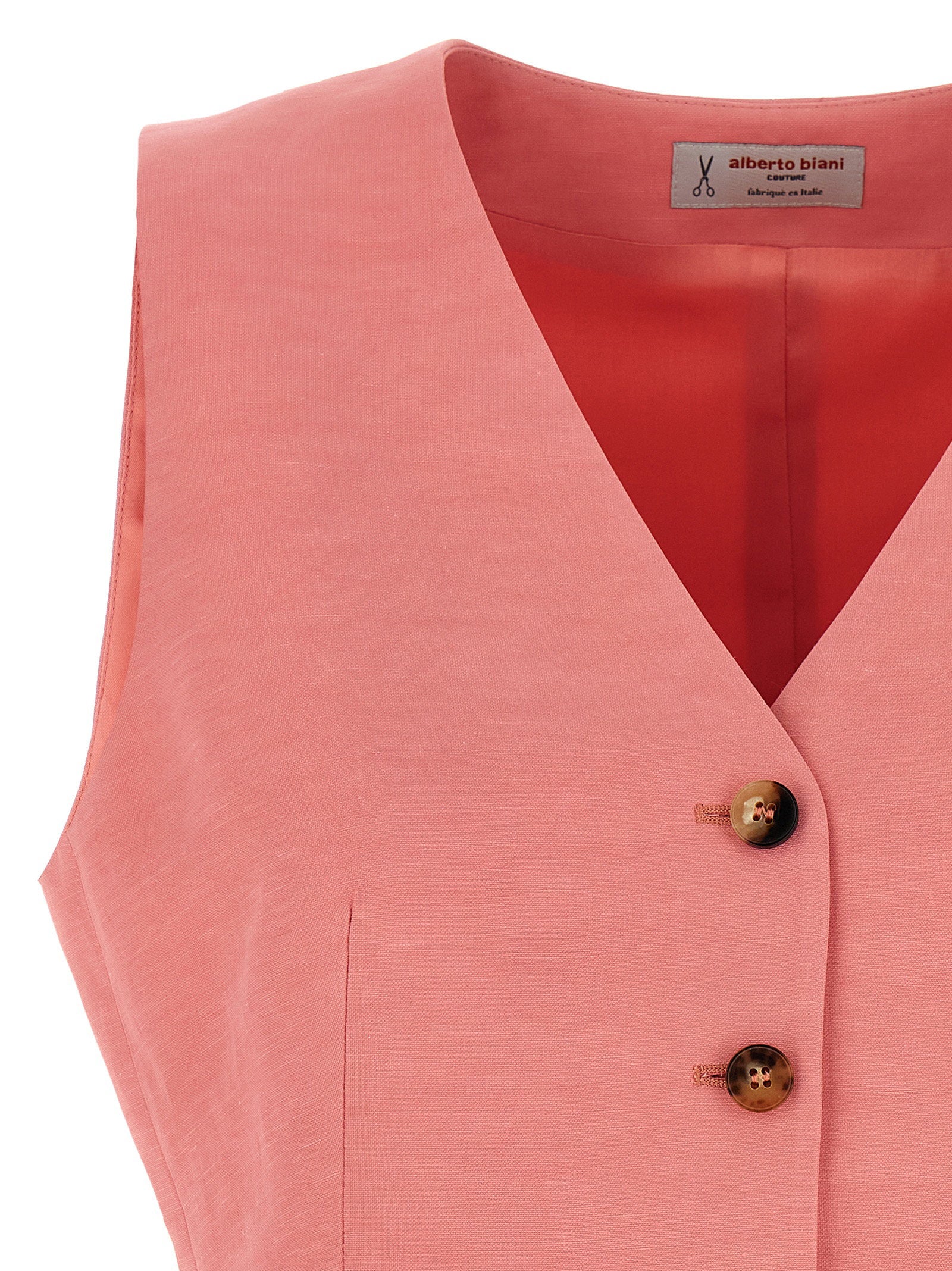 Alberto Biani Linen-Viscose Blend Vest — Pink, view 3