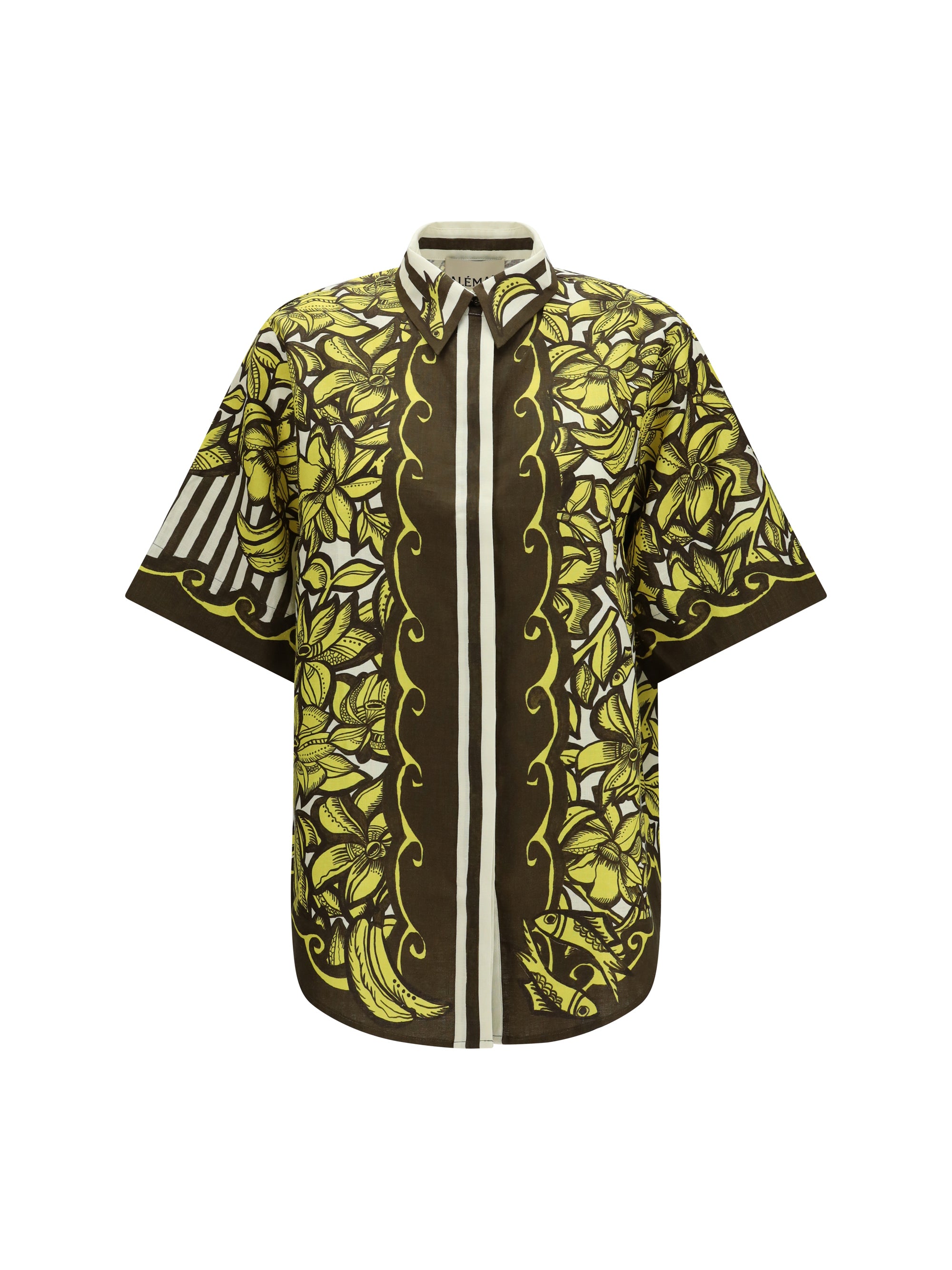 Alemais Hemp Botanical Print Shirt — Yellow by Alemais