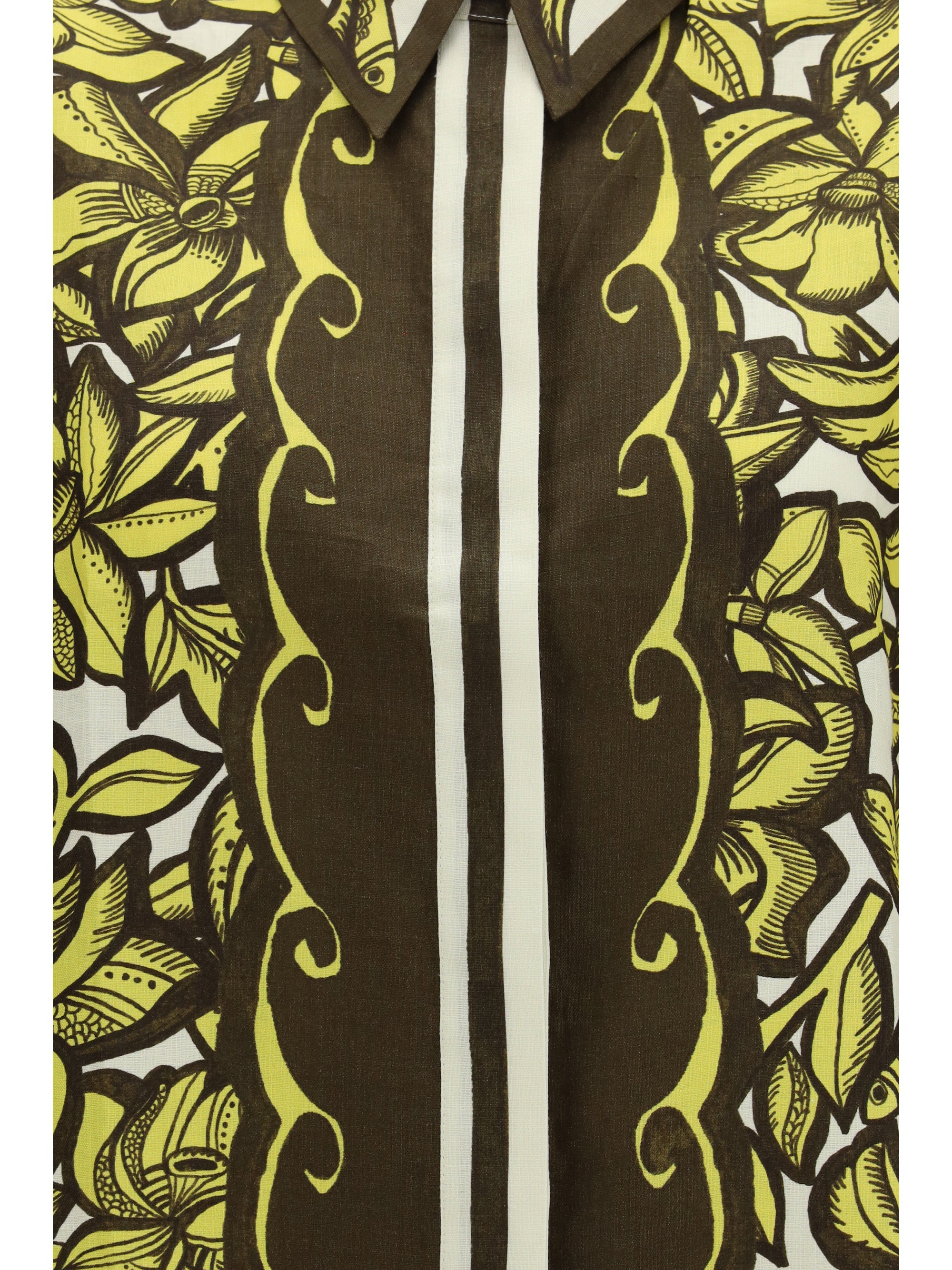 Alemais Hemp Botanical Print Shirt — Yellow, view 3