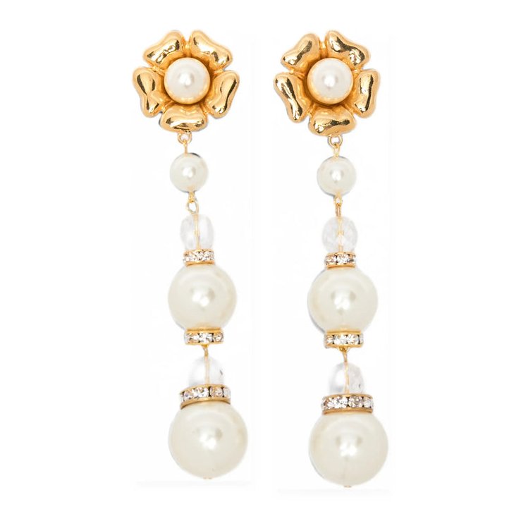 Alessandra Rich Pearl & Crystal-Embellished Bracelet — Gold by Alessandra Rich