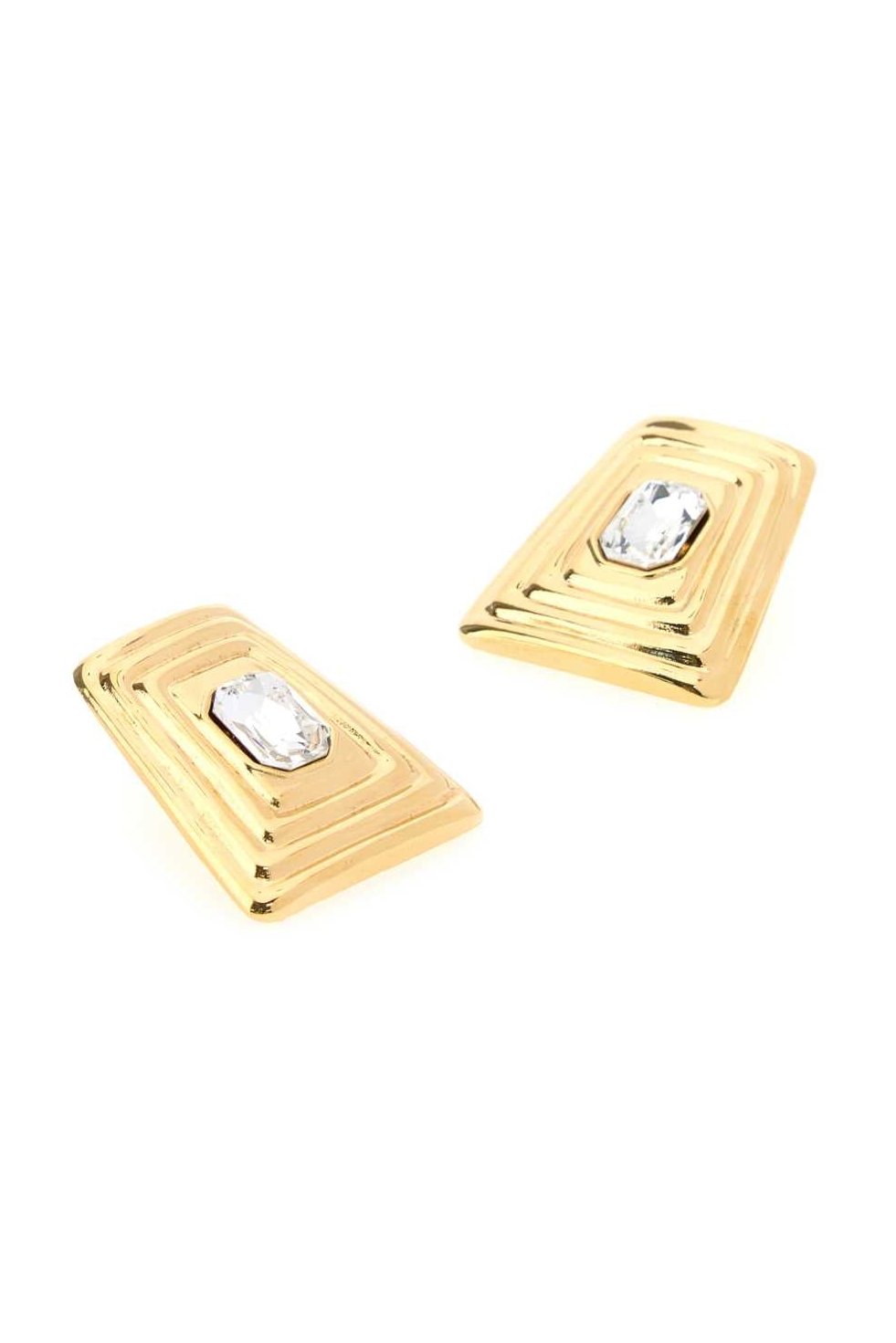 Alessandra Rich Crystal Earrings — Gold, view 2