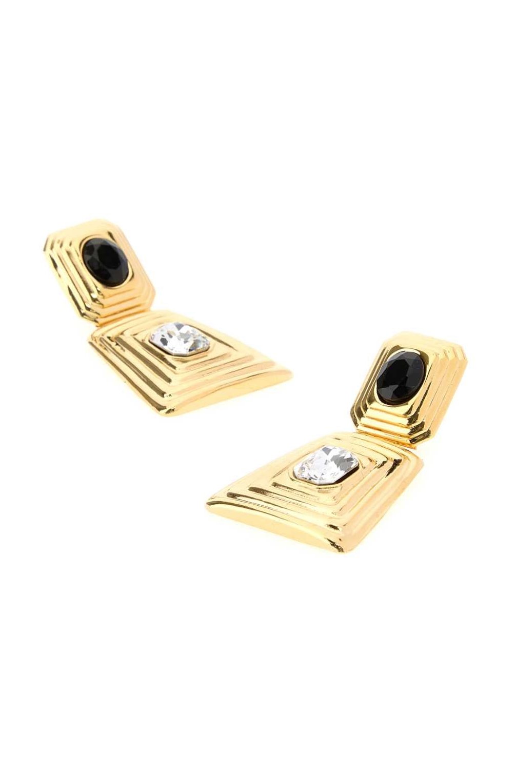 Alessandra Rich Crystal Earrings — Gold, view 2