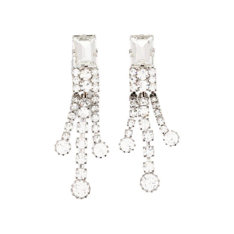 Alessandra Rich Crystal Embellishment Drop Earrings — Silver by Alessandra Rich