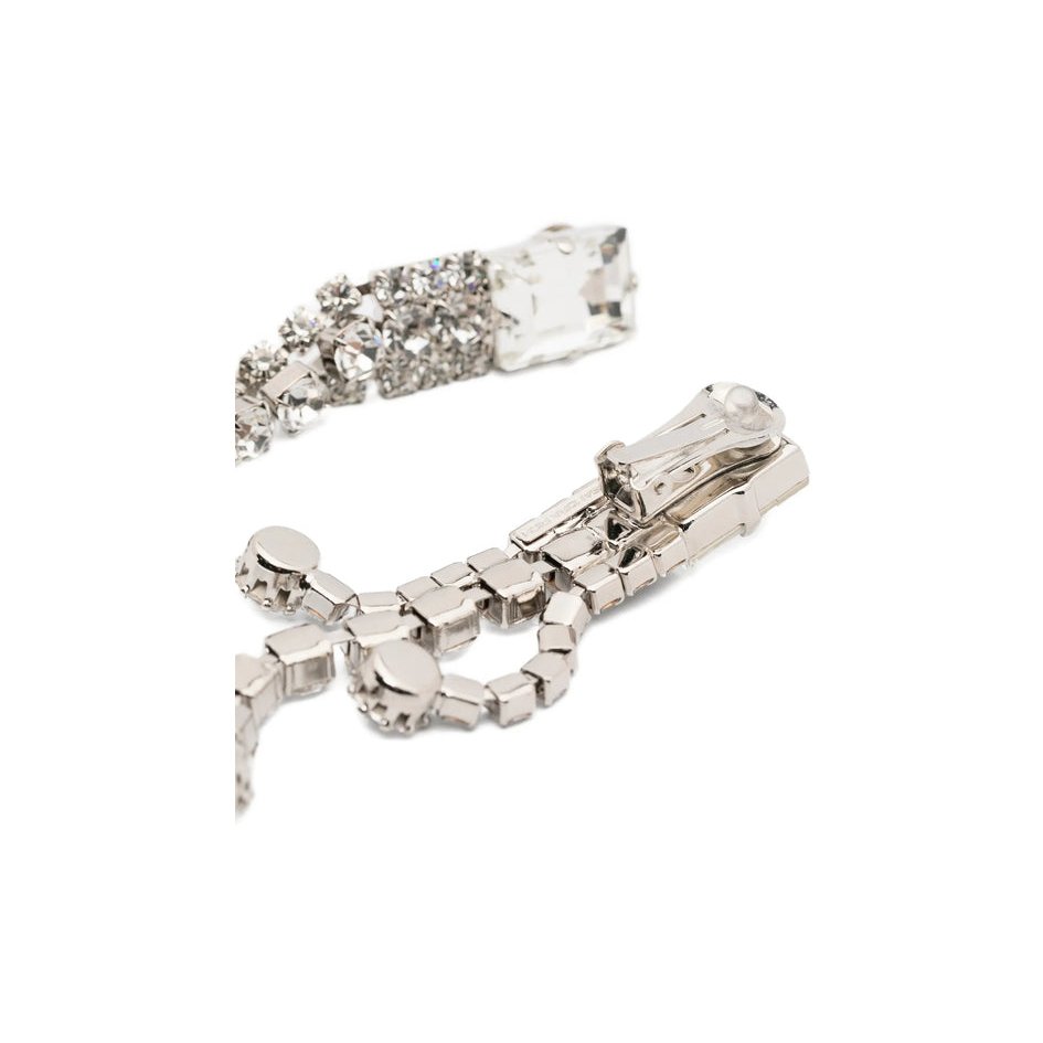 Alessandra Rich Crystal Embellishment Drop Earrings — Silver, view 3