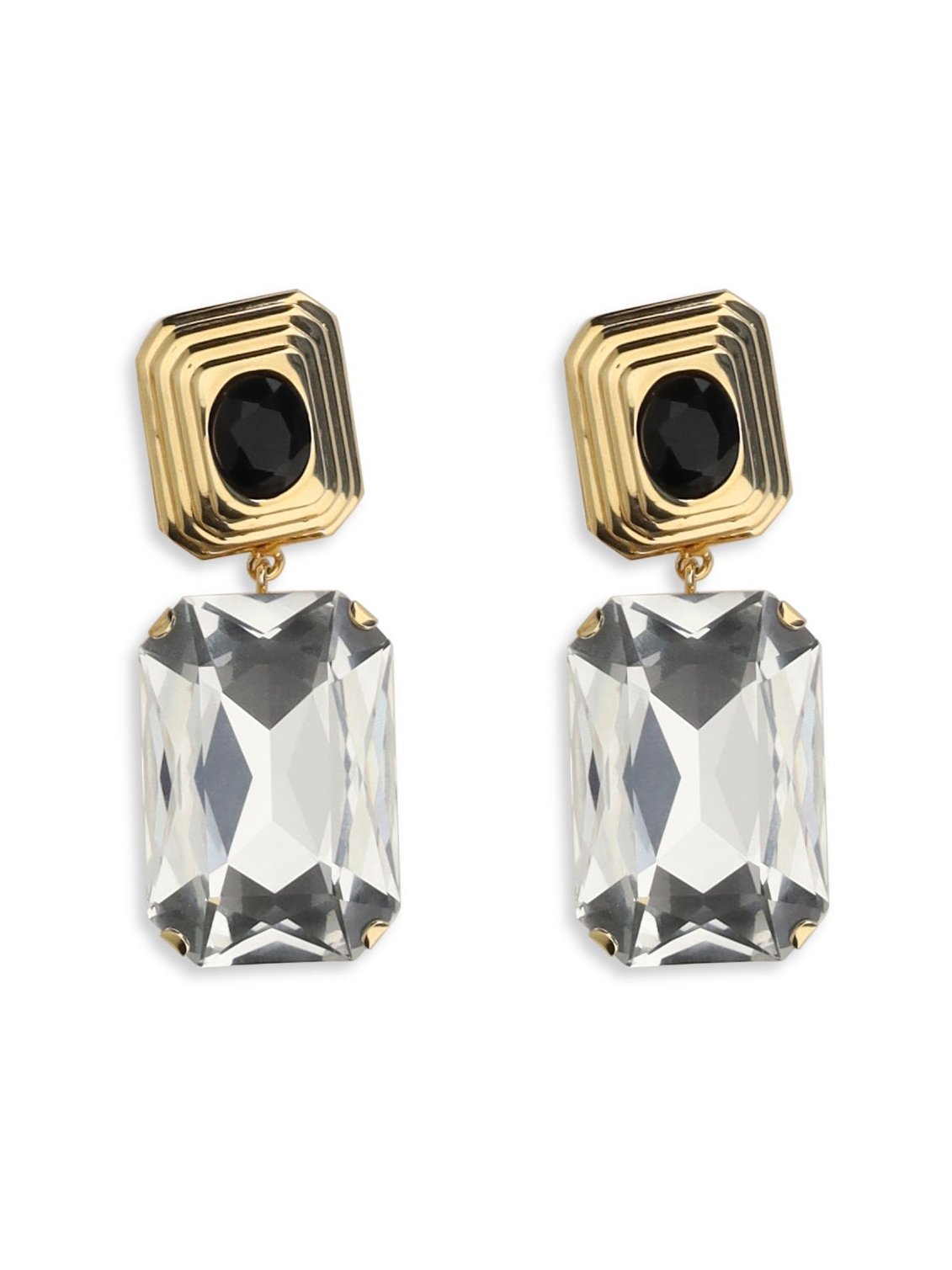 Alessandra Rich Crystal-Drop Clip-On Earrings — Gold by Alessandra Rich