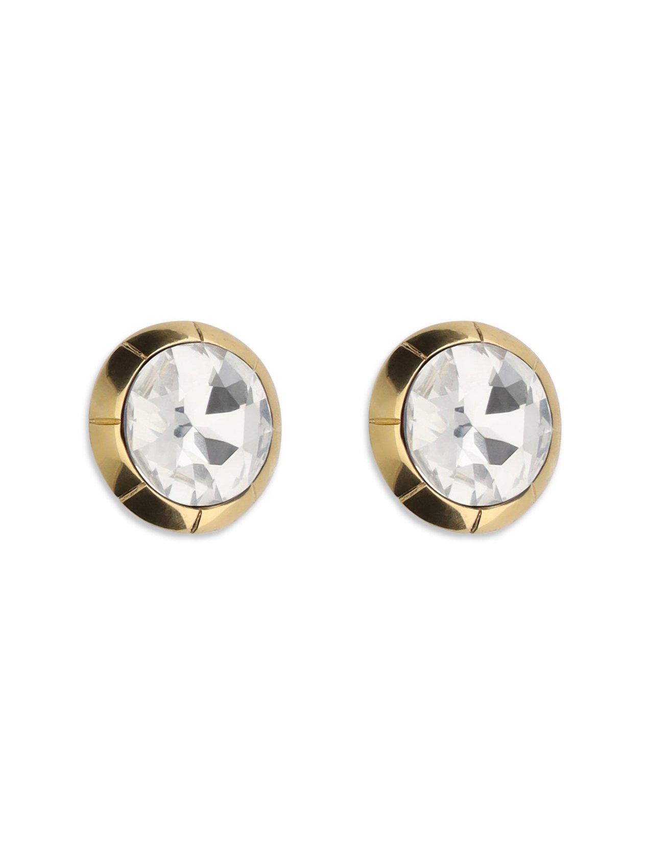 Alessandra Rich Round Crystal Clip-On Earrings — Gold by Alessandra Rich