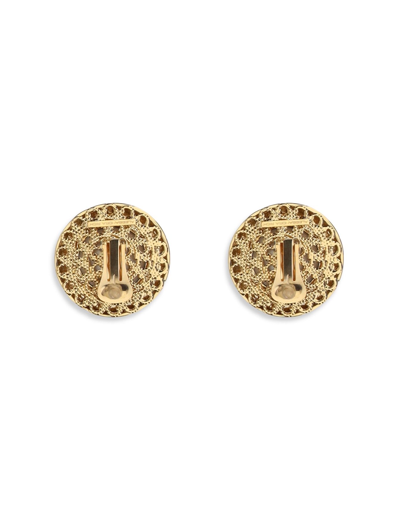 Alessandra Rich Round Crystal Clip-On Earrings — Gold, view 2