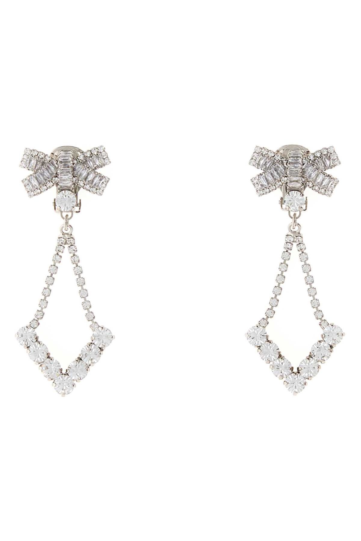 Alessandra Rich Crystal Bow-Drop Earrings — Silver by Alessandra Rich