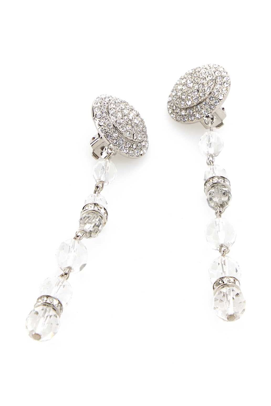 Alessandra Rich Crystal-Embellished Earrings — Silver, view 2