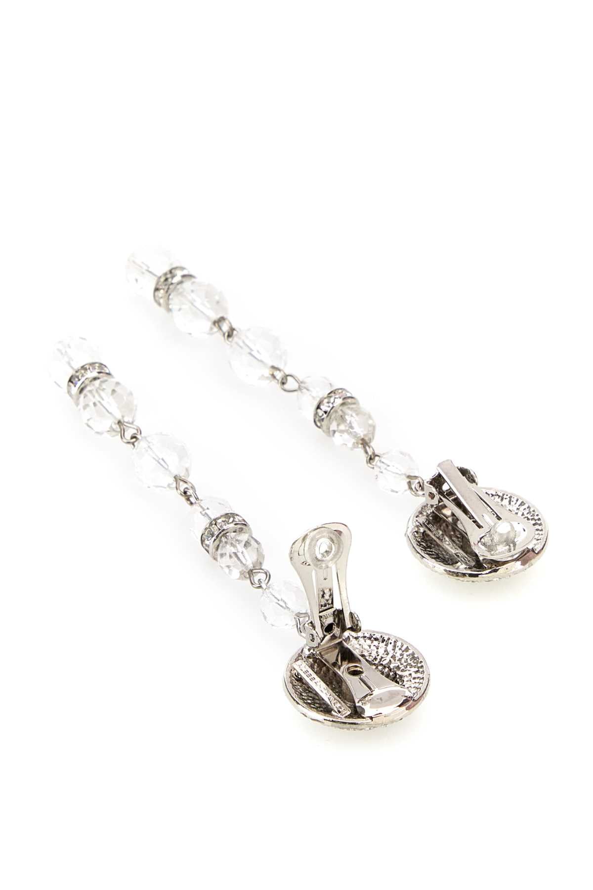 Alessandra Rich Crystal-Embellished Earrings — Silver, view 3