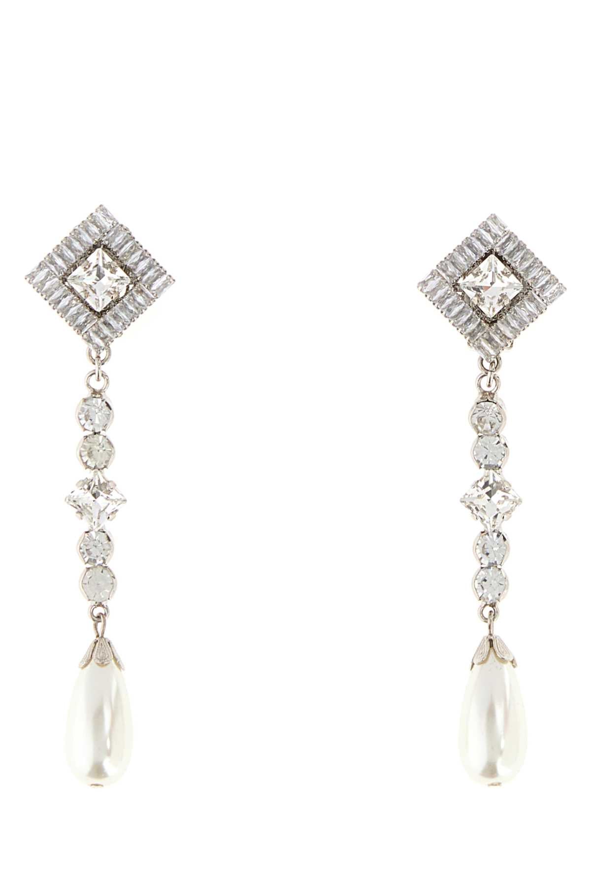 Alessandra Rich Crystal Drop Earrings — Silver by Alessandra Rich