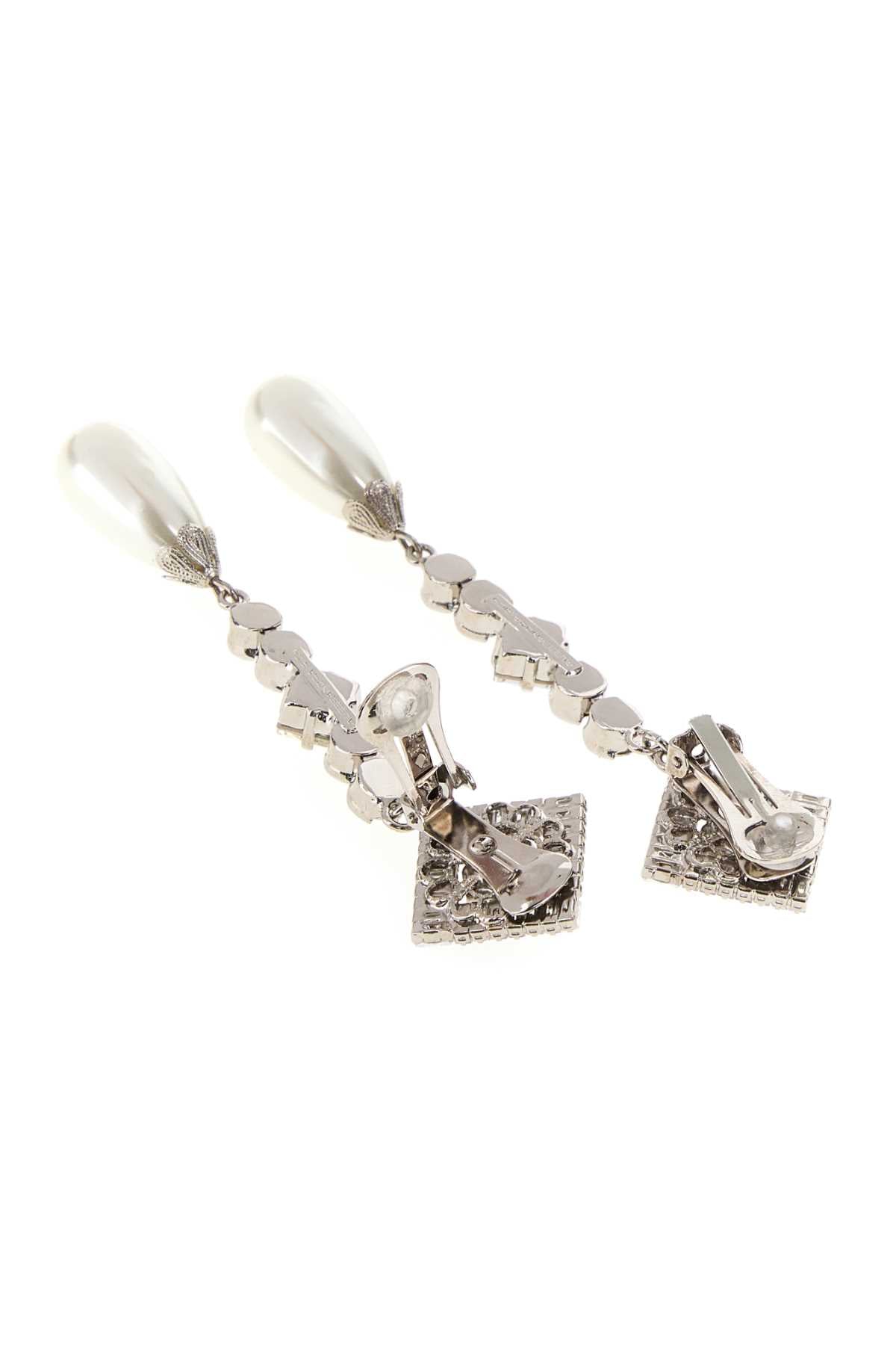 Alessandra Rich Crystal Drop Earrings — Silver, view 3