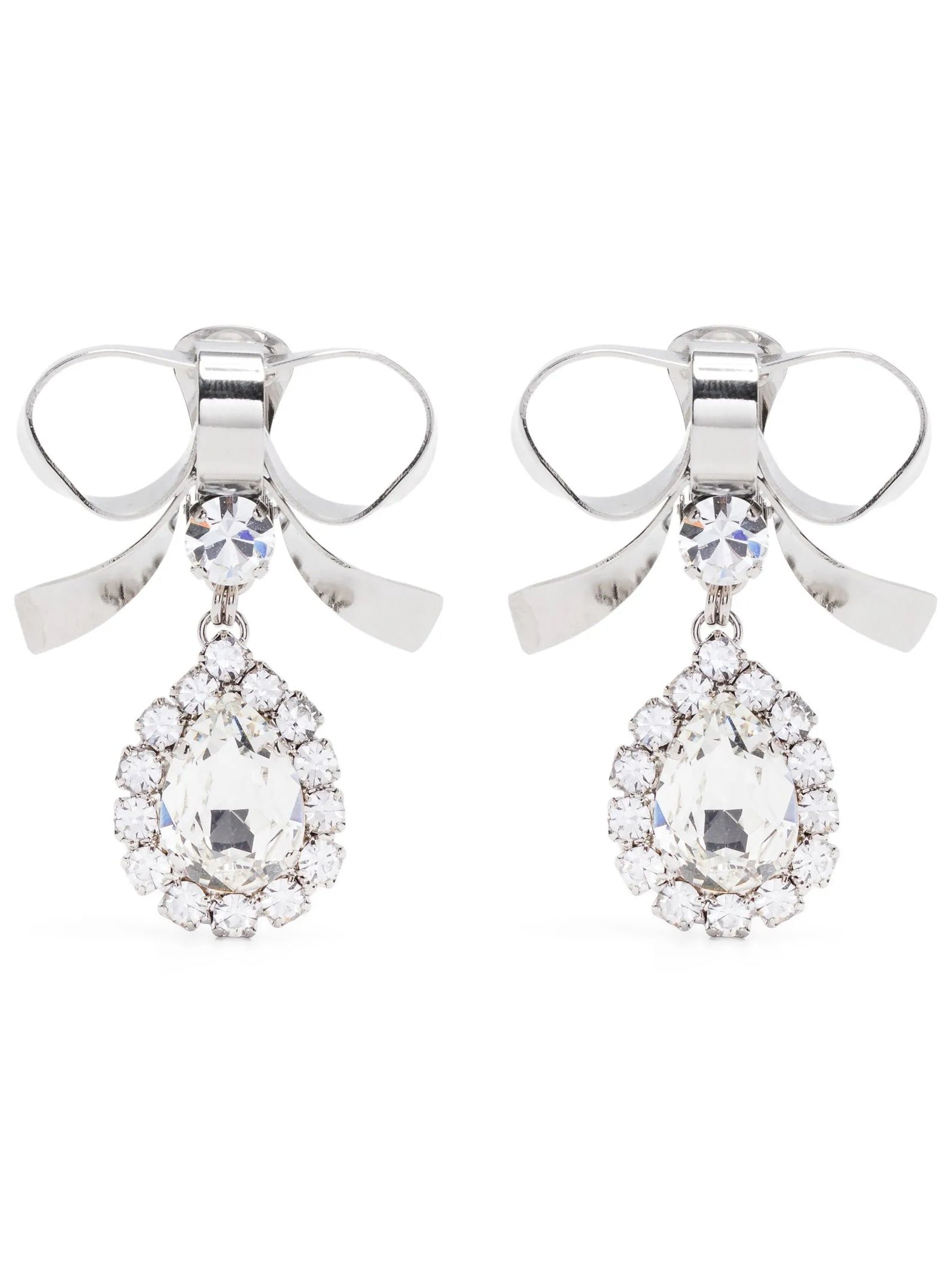 Alessandra Rich Crystal Bow Earrings — Silver by Alessandra Rich