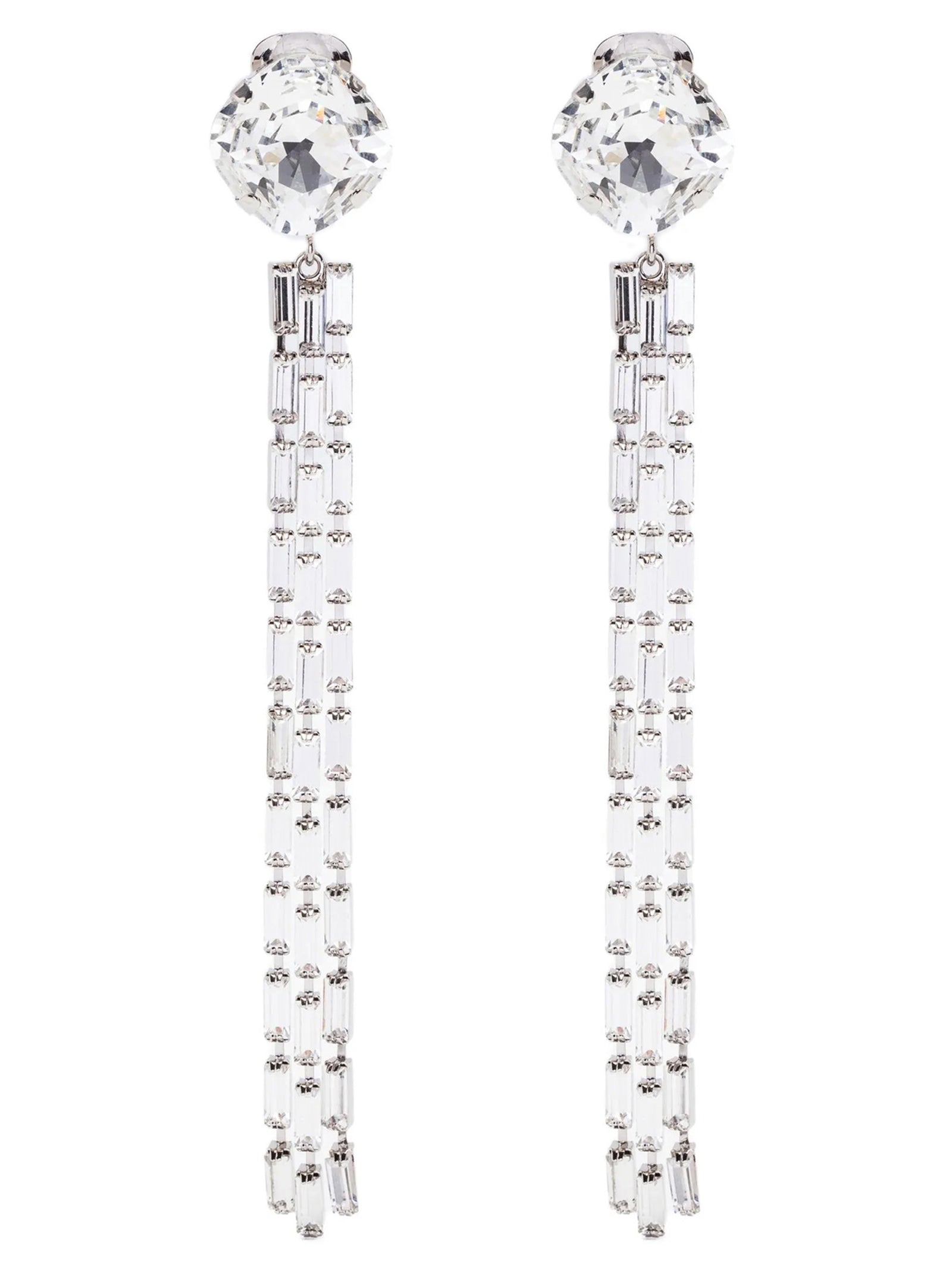 Alessandra Rich Crystal Fringe Earrings — Silver by Alessandra Rich