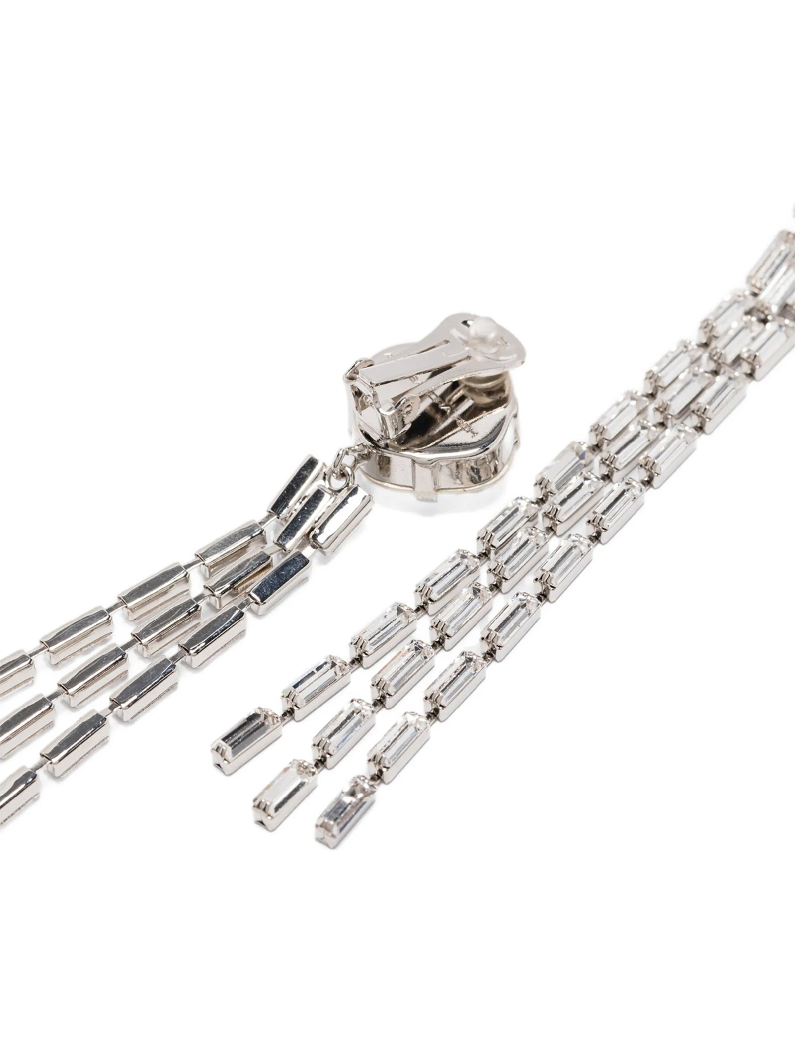 Alessandra Rich Crystal Fringe Earrings — Silver, view 2