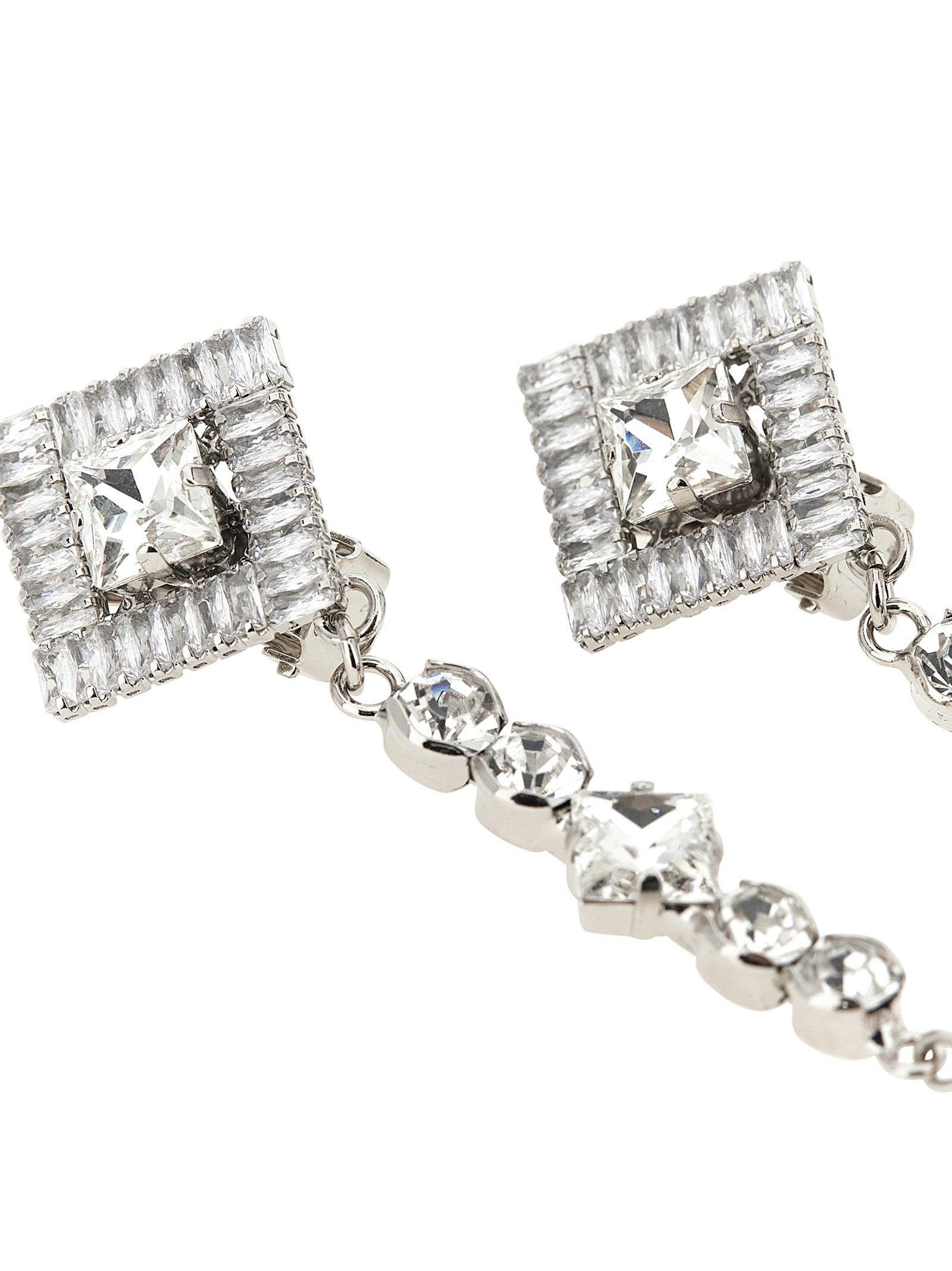 Alessandra Rich Crystal and Pearl Chandelier Earrings — Silver, view 2