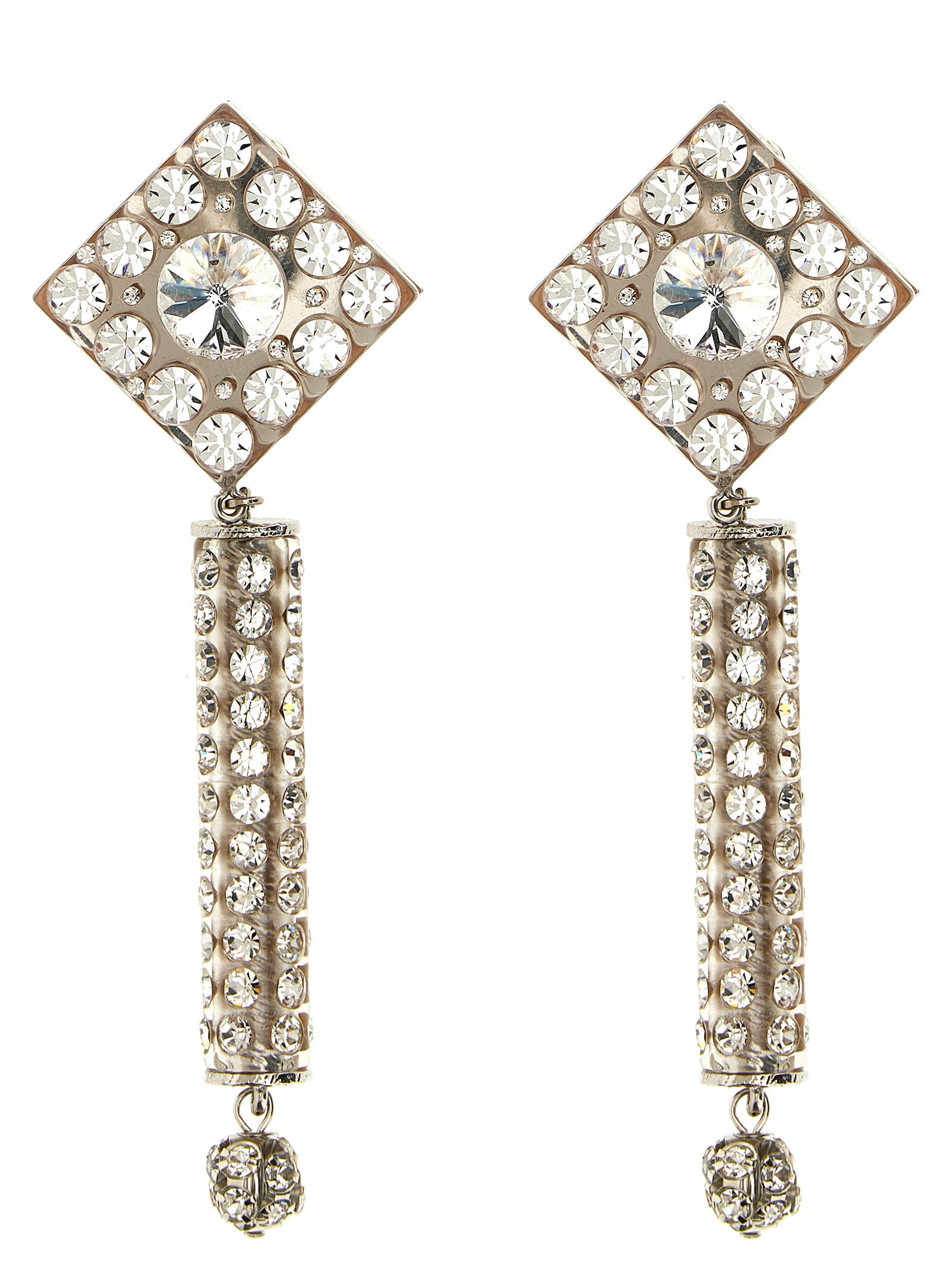 Alessandra Rich Crystal-Embellished Earrings — Silver by Alessandra Rich