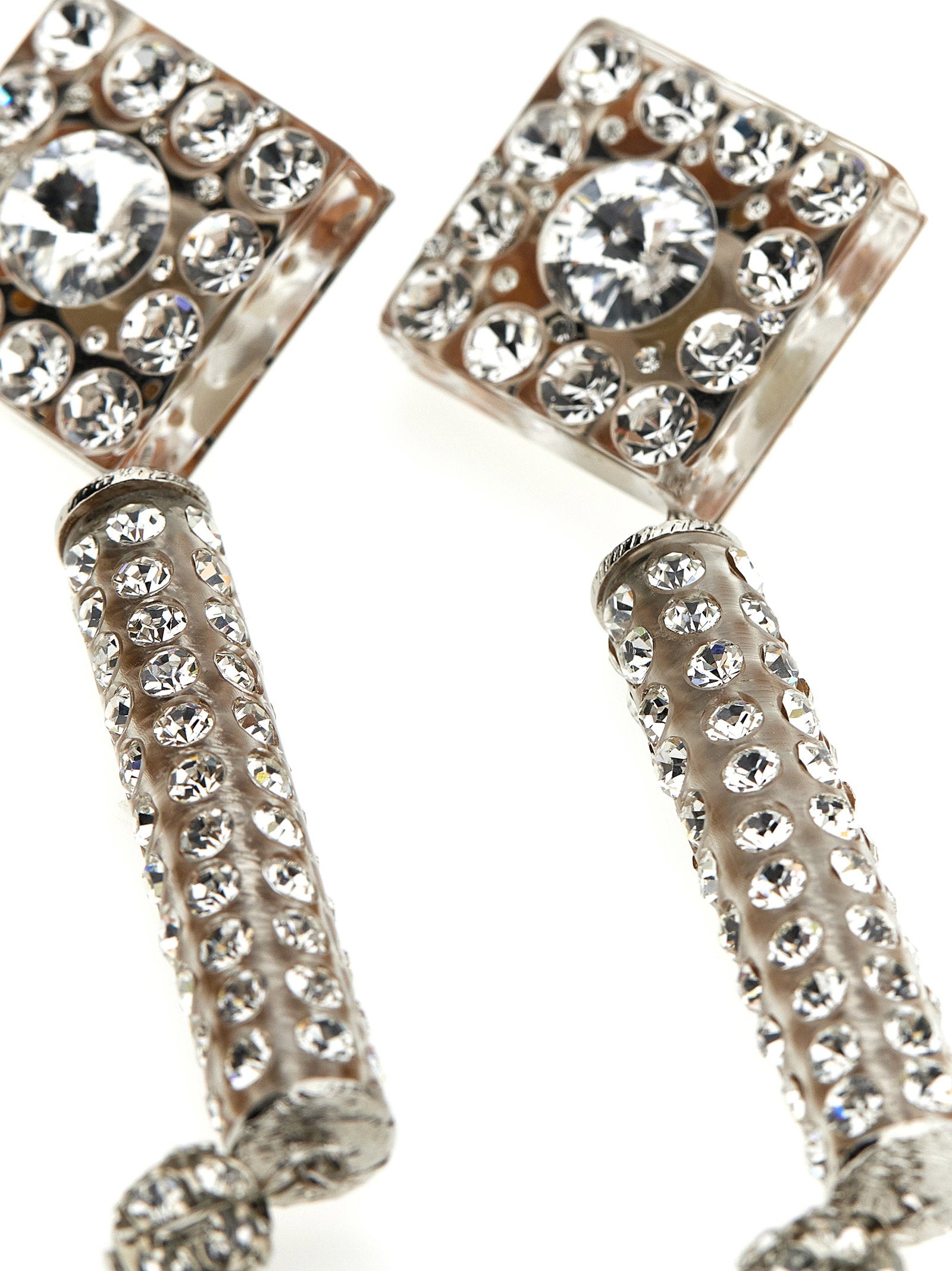 Alessandra Rich Crystal-Embellished Earrings — Silver, view 3