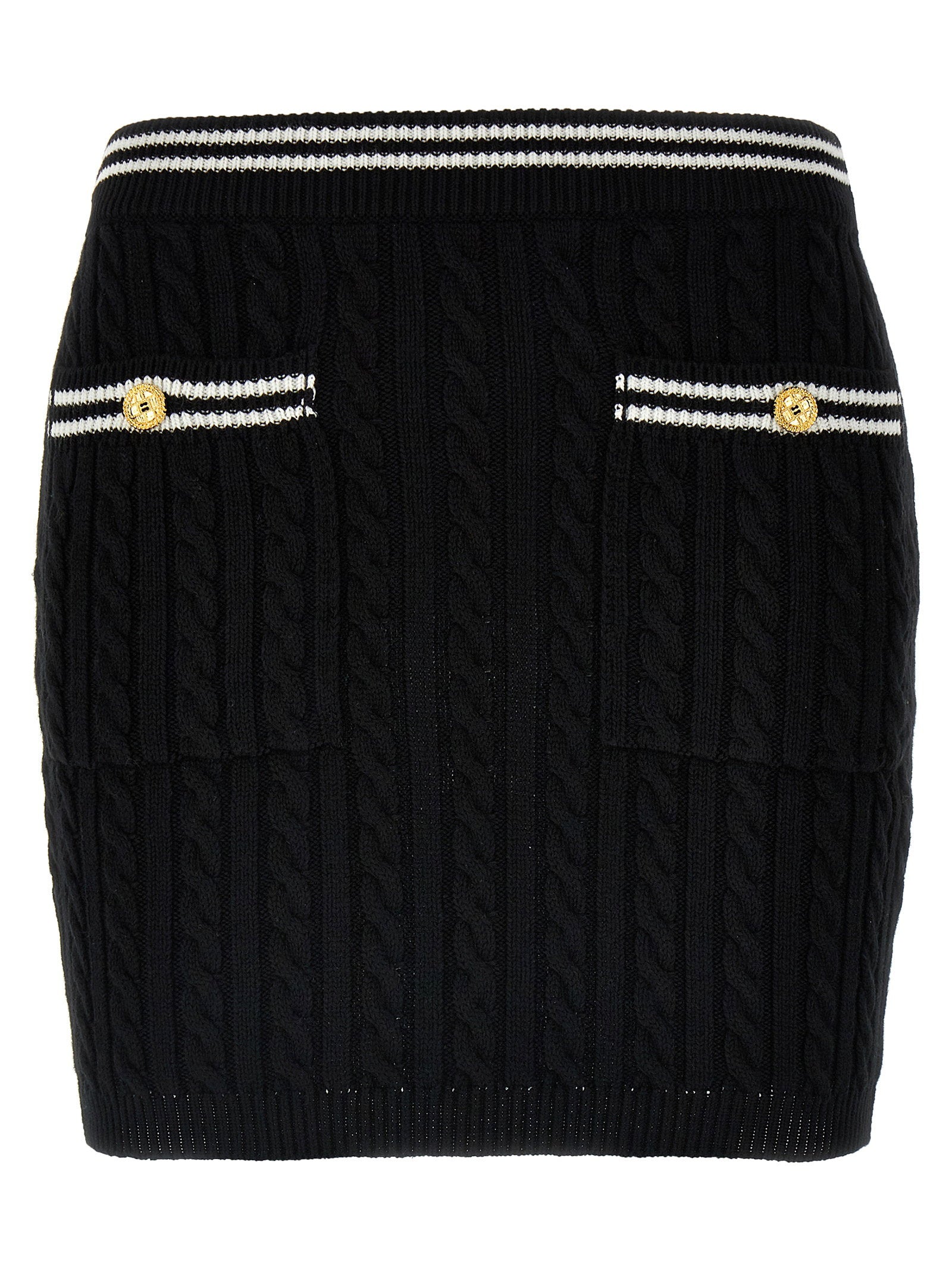 Alessandra Rich Braided Cotton Mini Skirt — Black by Alessandra Rich