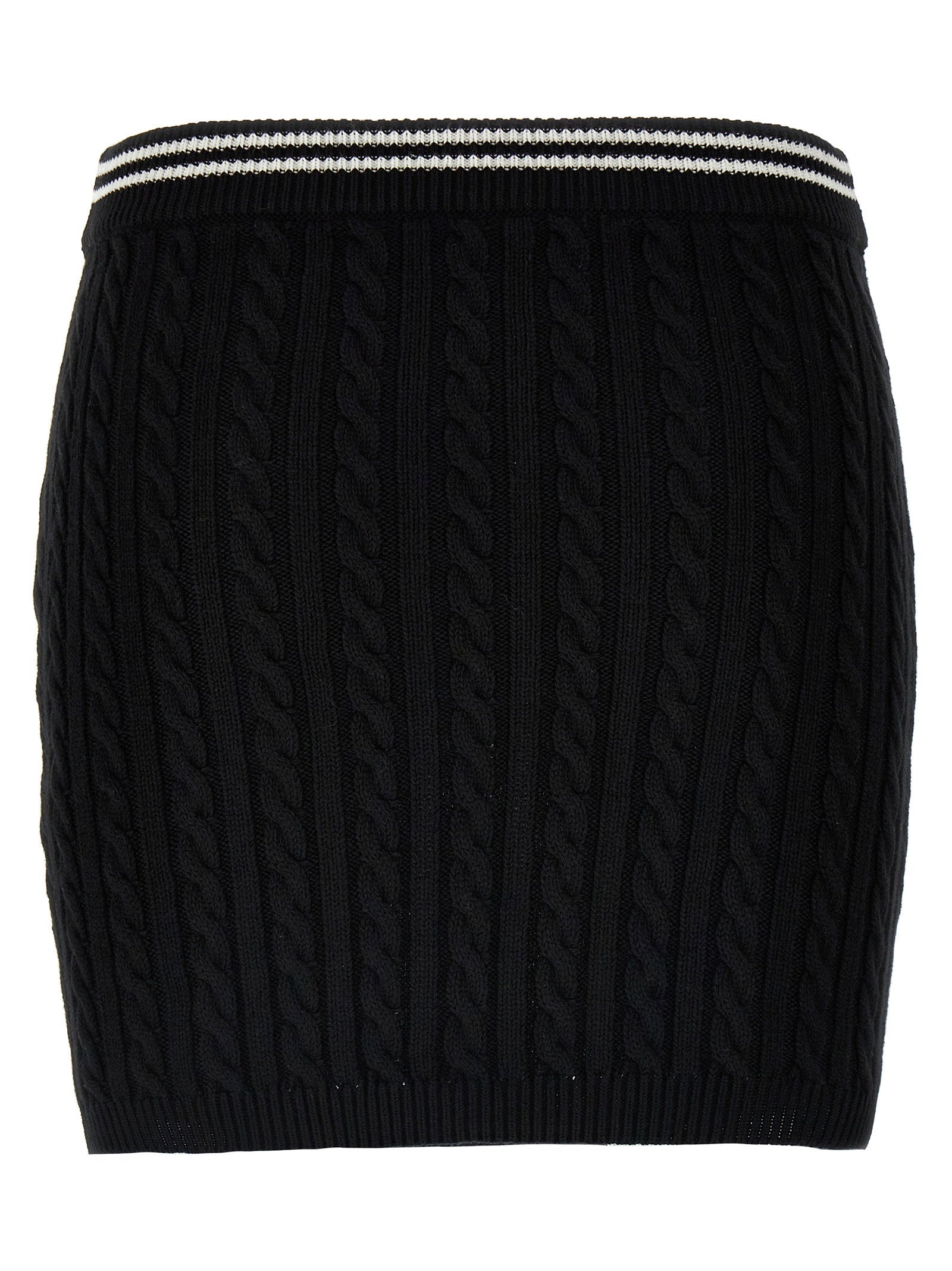 Alessandra Rich Braided Cotton Mini Skirt — Black, view 2