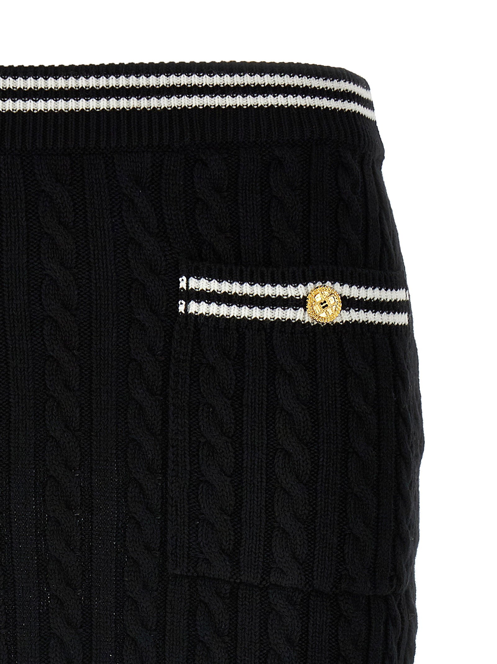 Alessandra Rich Braided Cotton Mini Skirt — Black, view 3