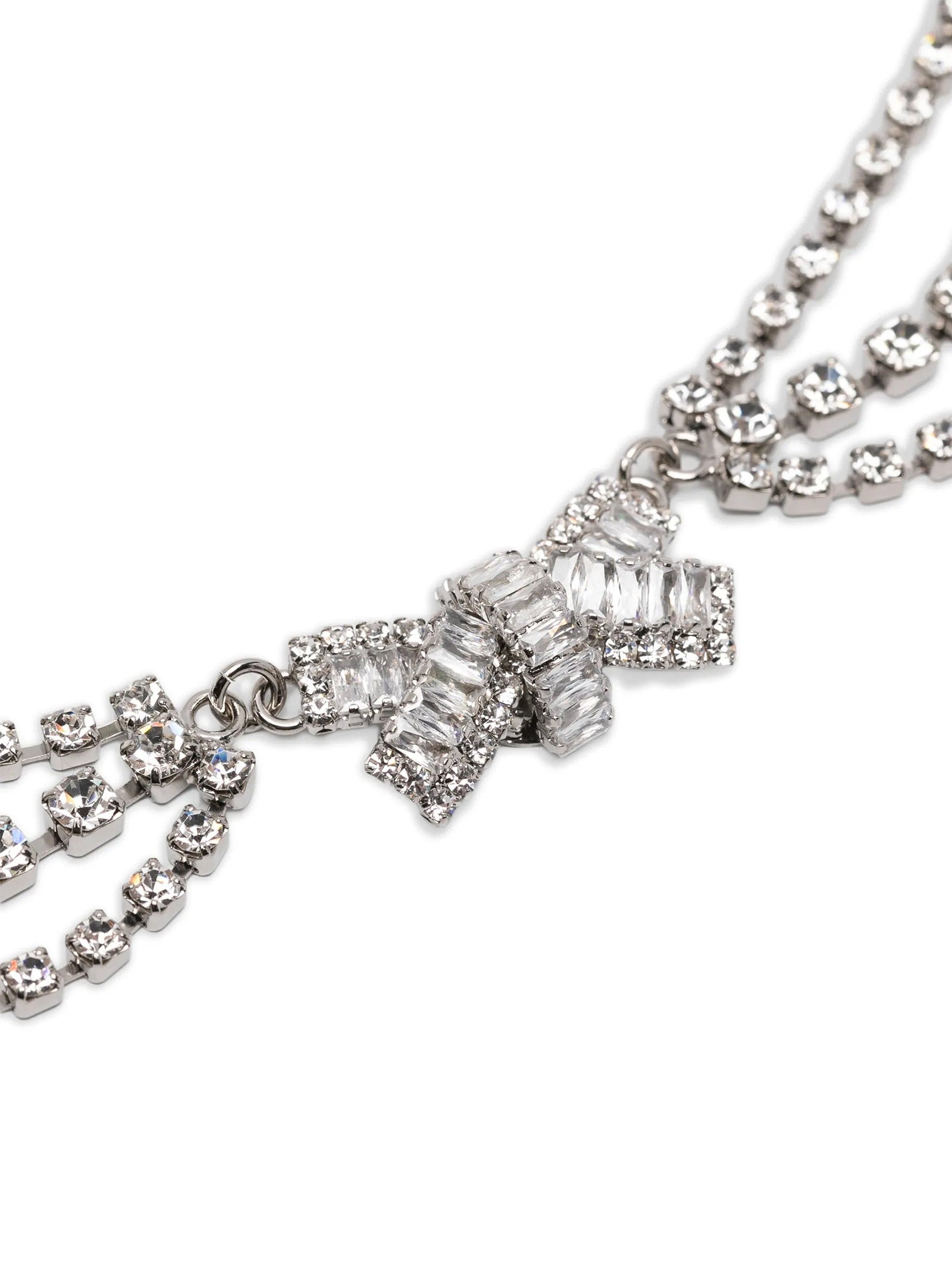Alessandra Rich Bow and Crystal-Embellished Necklace — Silver, view 2