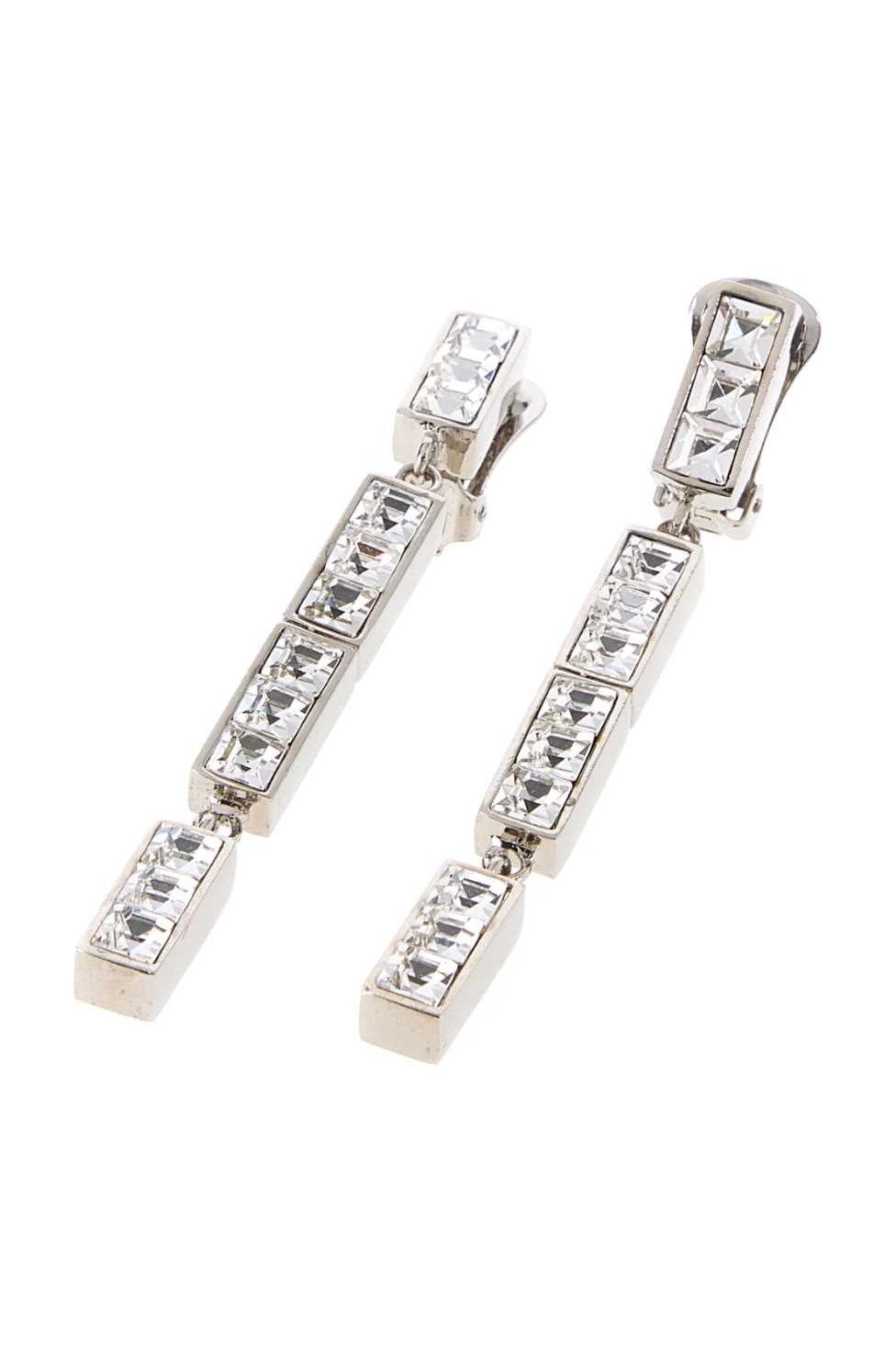 Alessandra Rich Pendant Earrings — Silver, view 2