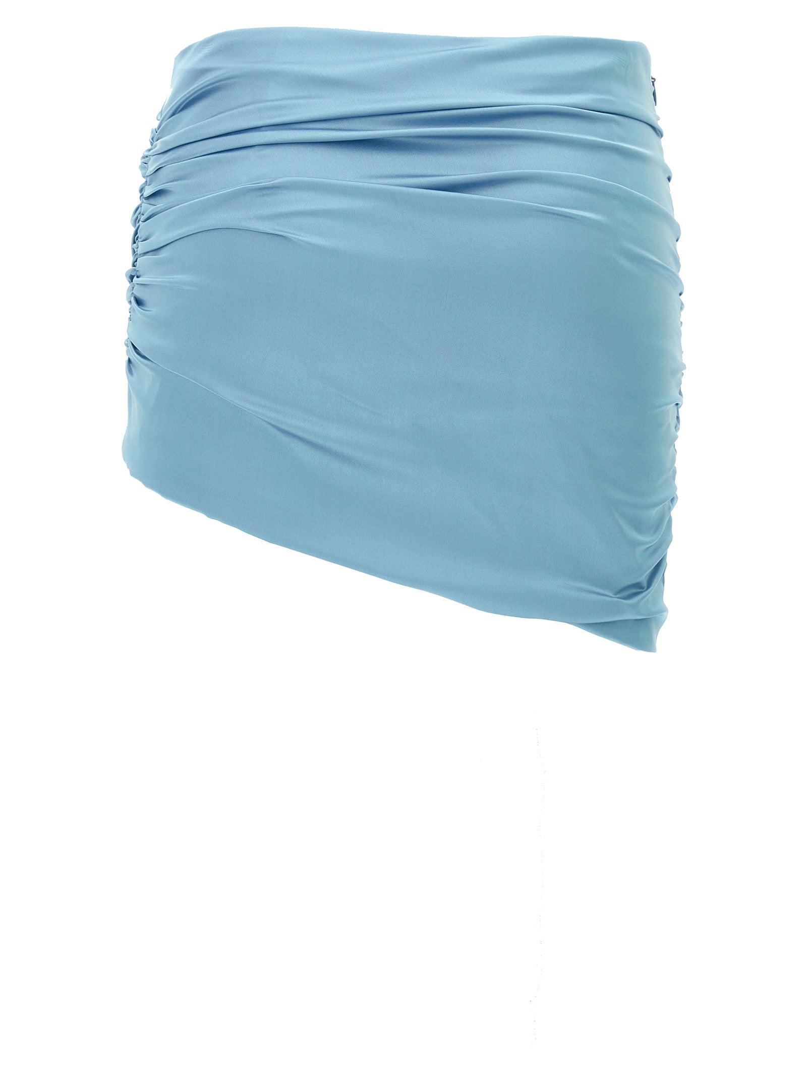 Alessandra Rich Draped Silk Skirt — Blue, view 2