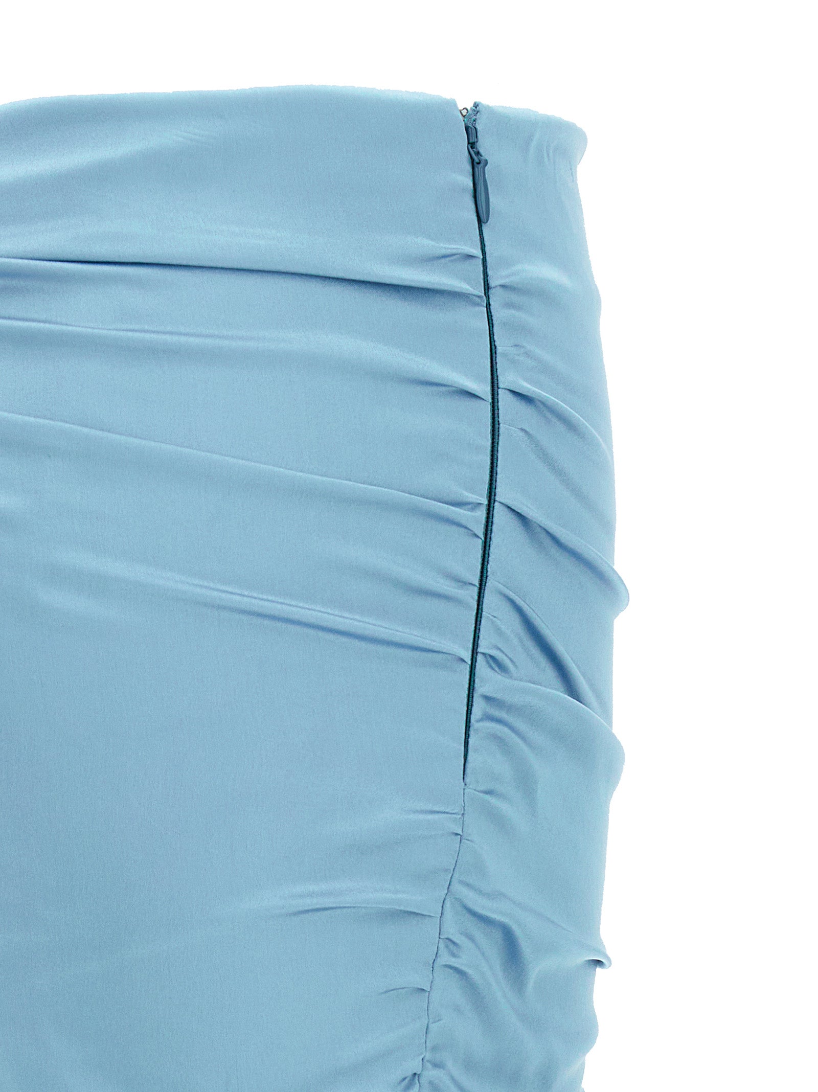 Alessandra Rich Draped Silk Skirt — Blue, view 4