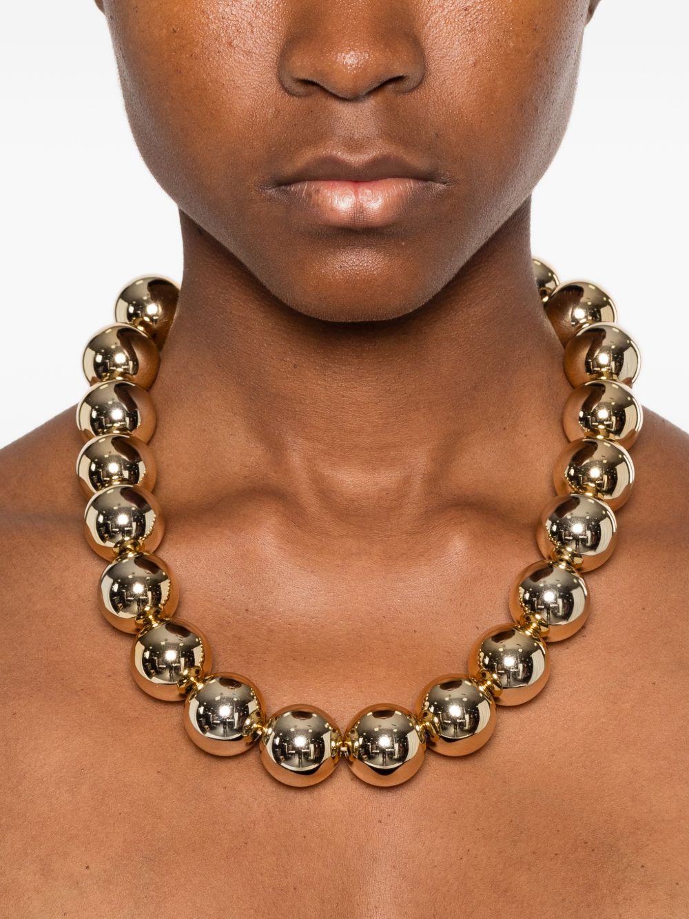 Alessandro Enriquez Polished Ball-Chain Necklace — Gold, view 2