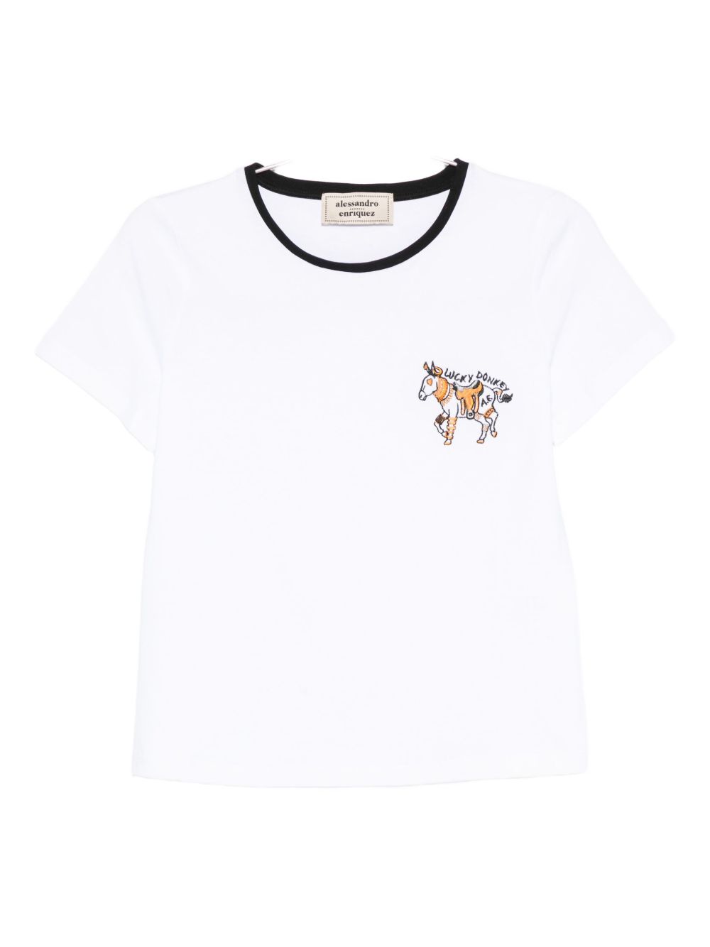 Alessandro Enriquez Embroidered Cotton T-Shirt — White by Alessandro Enriquez