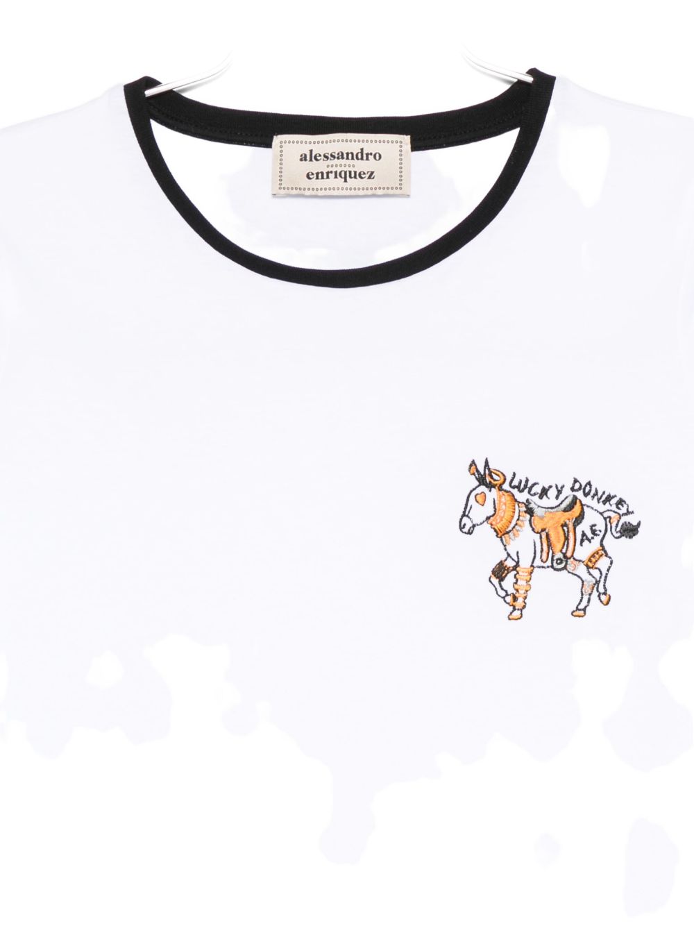 Alessandro Enriquez Embroidered Cotton T-Shirt — White, view 2