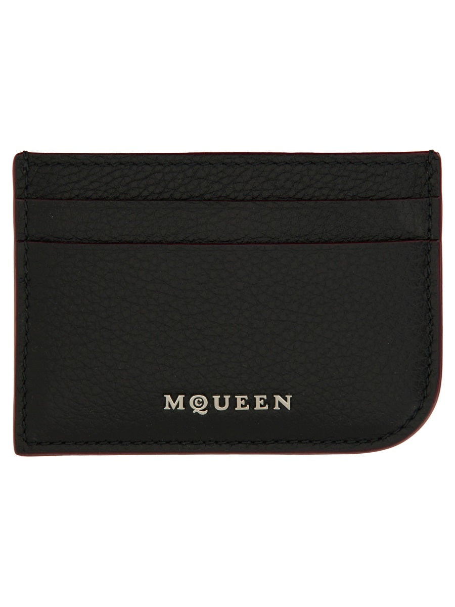 Alexander McQueen Domesticated Calf Leather Card Case — Black, view 2