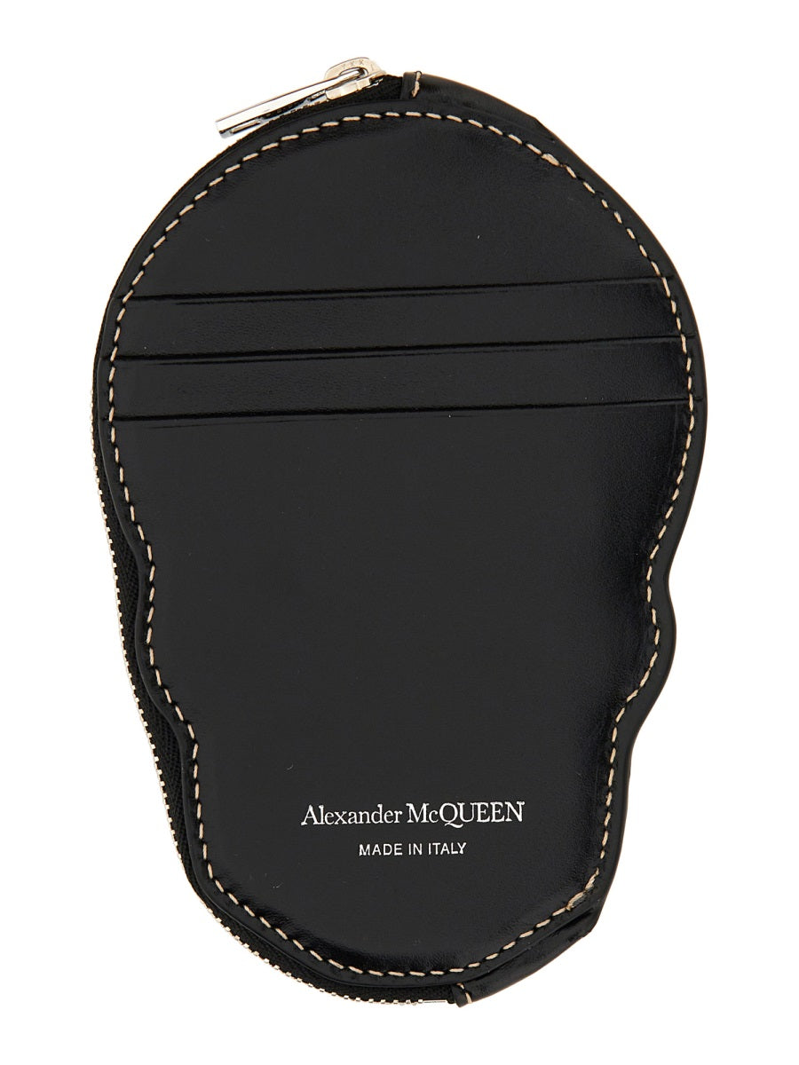 Alexander McQueen Skull-Embossed Calf Skin Card Case — Black by Alexander McQueen