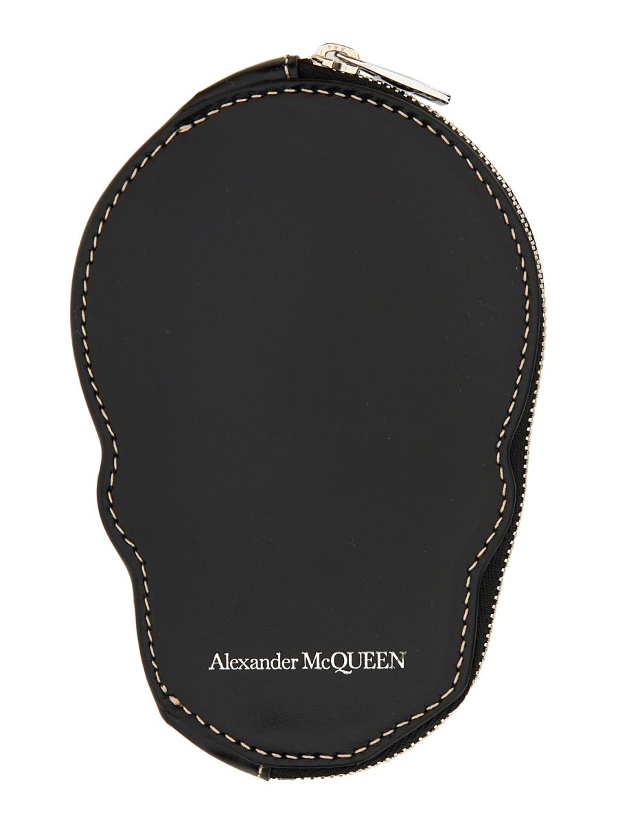 Alexander McQueen Skull-Embossed Calf Skin Card Case — Black, view 2