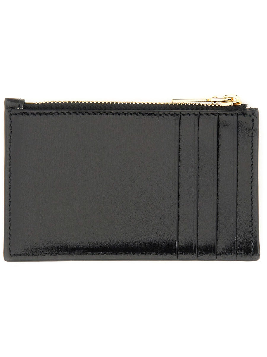 Alexander McQueen Zippered Calfskin Card Case — Black by Alexander McQueen