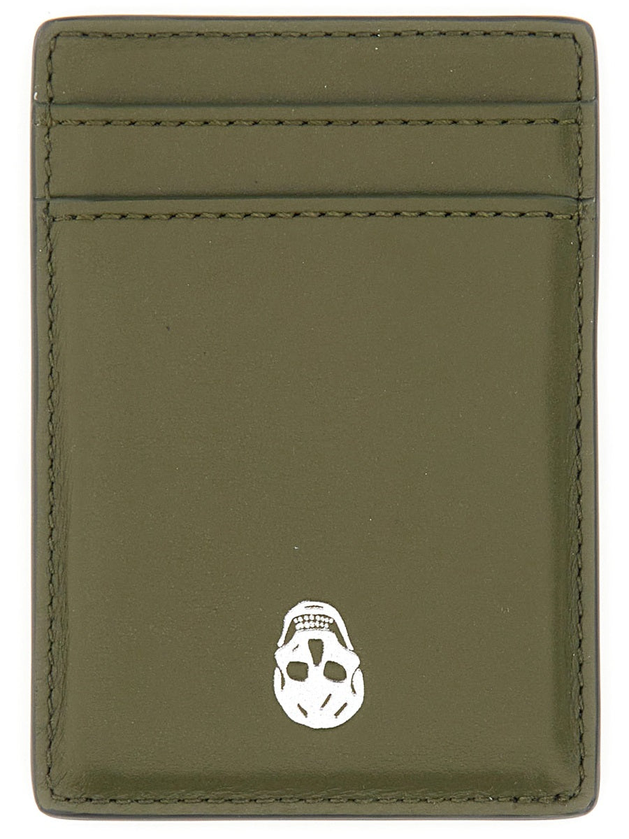 Alexander McQueen Skull Magnetic Card Case — Brown, view 2