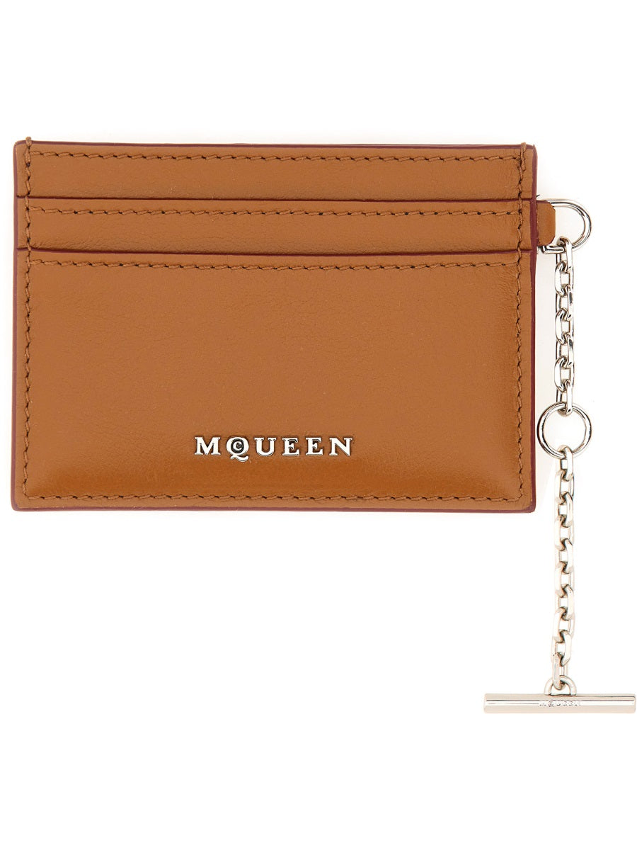 Alexander McQueen Leather Card Case — Buff, view 2