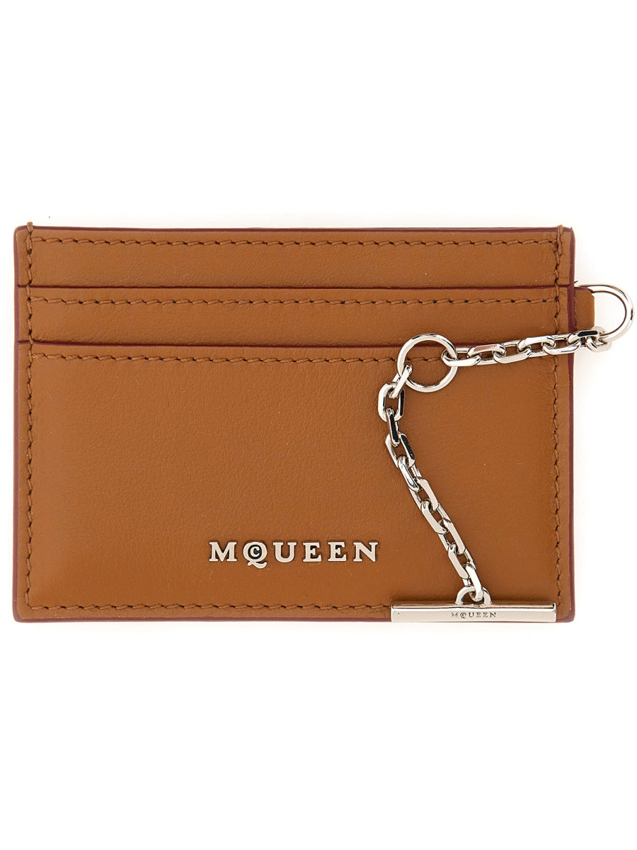 Alexander McQueen Leather Card Case — Buff, view 3