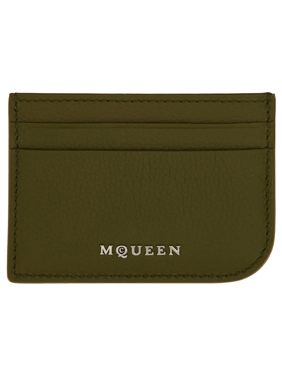 Alexander McQueen Calf Leather Card Case — Green, view 2